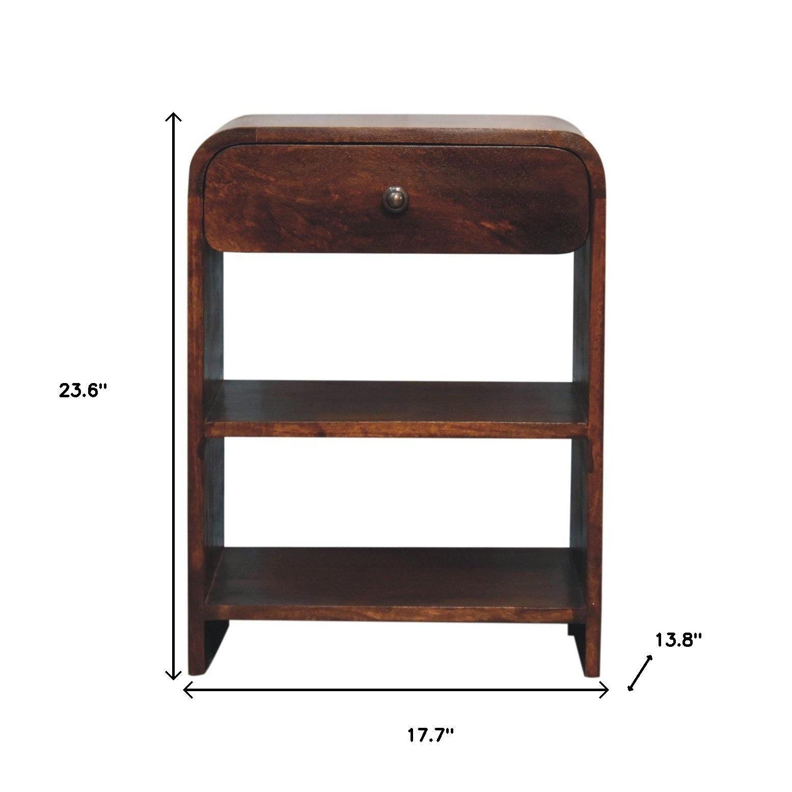 24" Brown Solid Wood One Drawer Nightstand-8