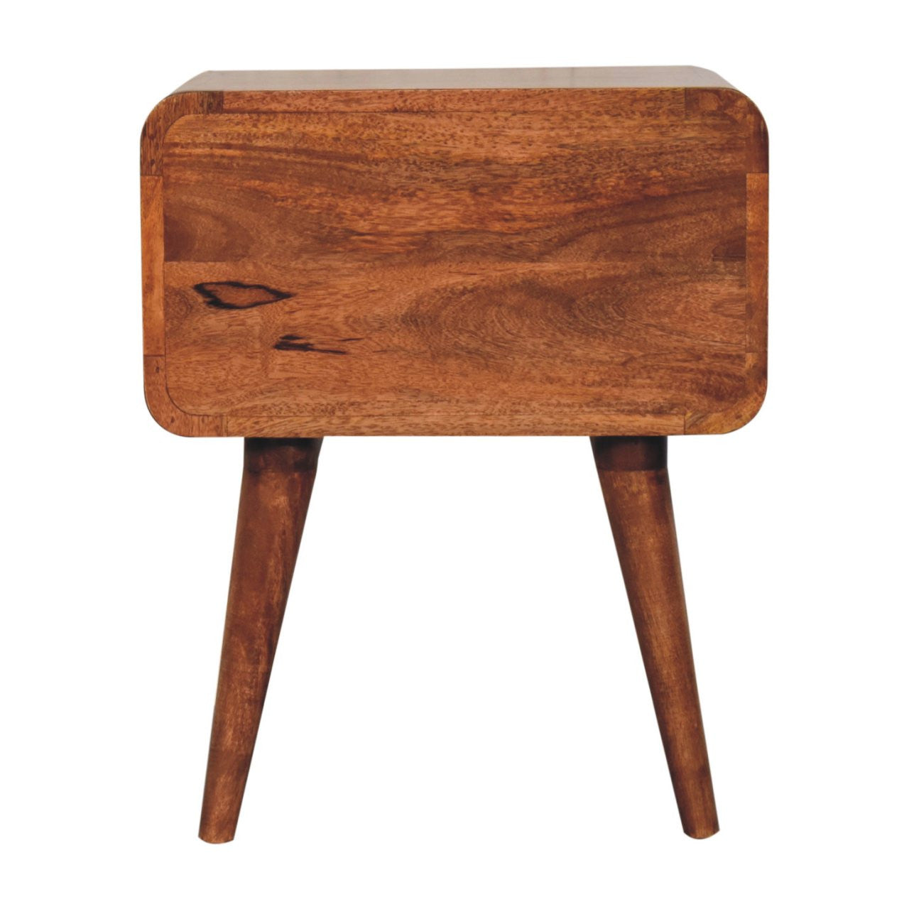 22" Brown Solid Wood Two Drawer Nightstand-Nightstands & Bedside Tables-DECOROLALA