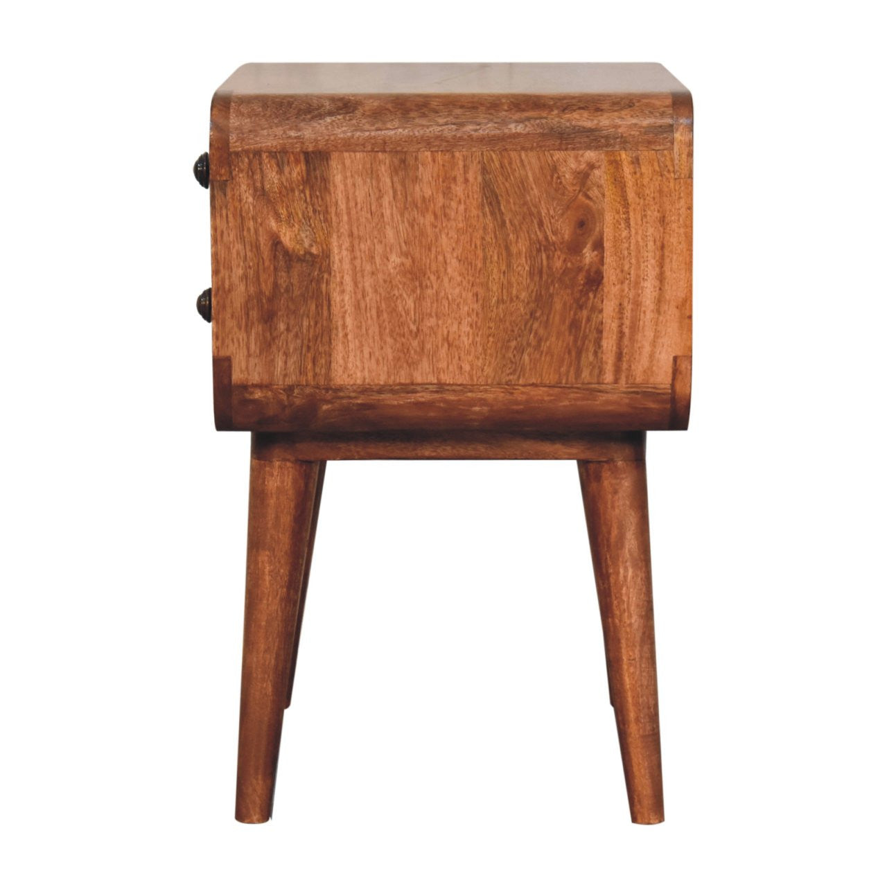 22" Brown Solid Wood Two Drawer Nightstand-Nightstands & Bedside Tables-DECOROLALA