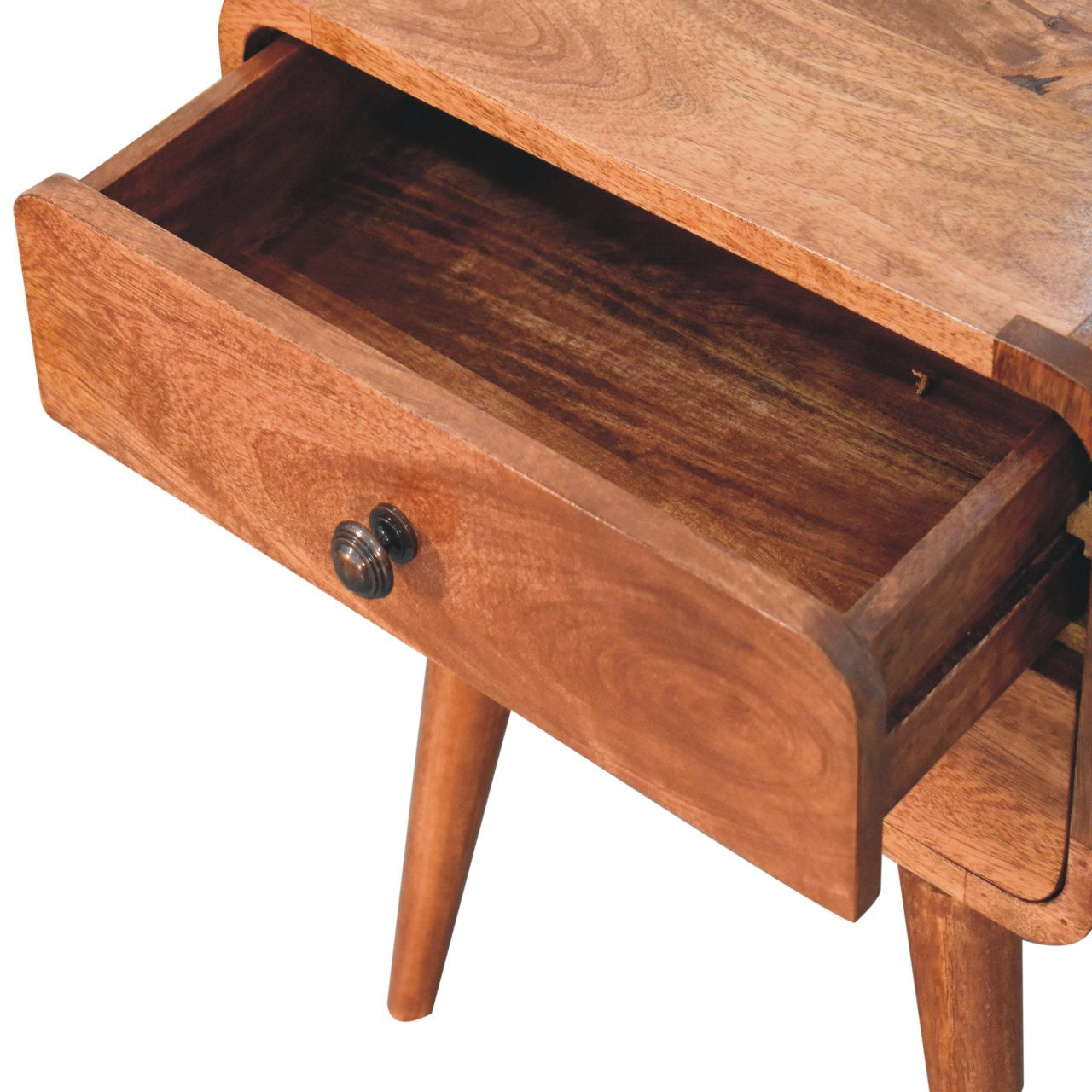 22" Brown Solid Wood Two Drawer Nightstand-Nightstands & Bedside Tables-DECOROLALA