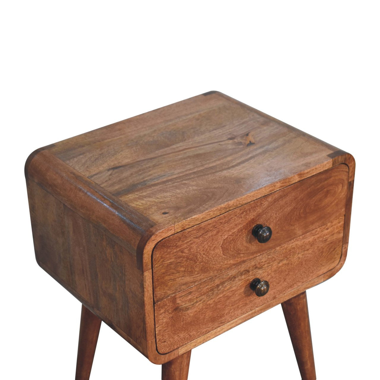 22" Brown Solid Wood Two Drawer Nightstand-Nightstands & Bedside Tables-DECOROLALA