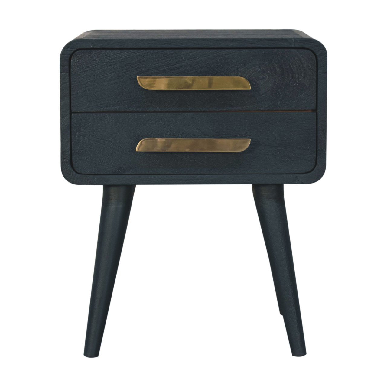 22" Midnight Solid Wood Two Drawer Nightstand-Nightstands & Bedside Tables-DECOROLALA
