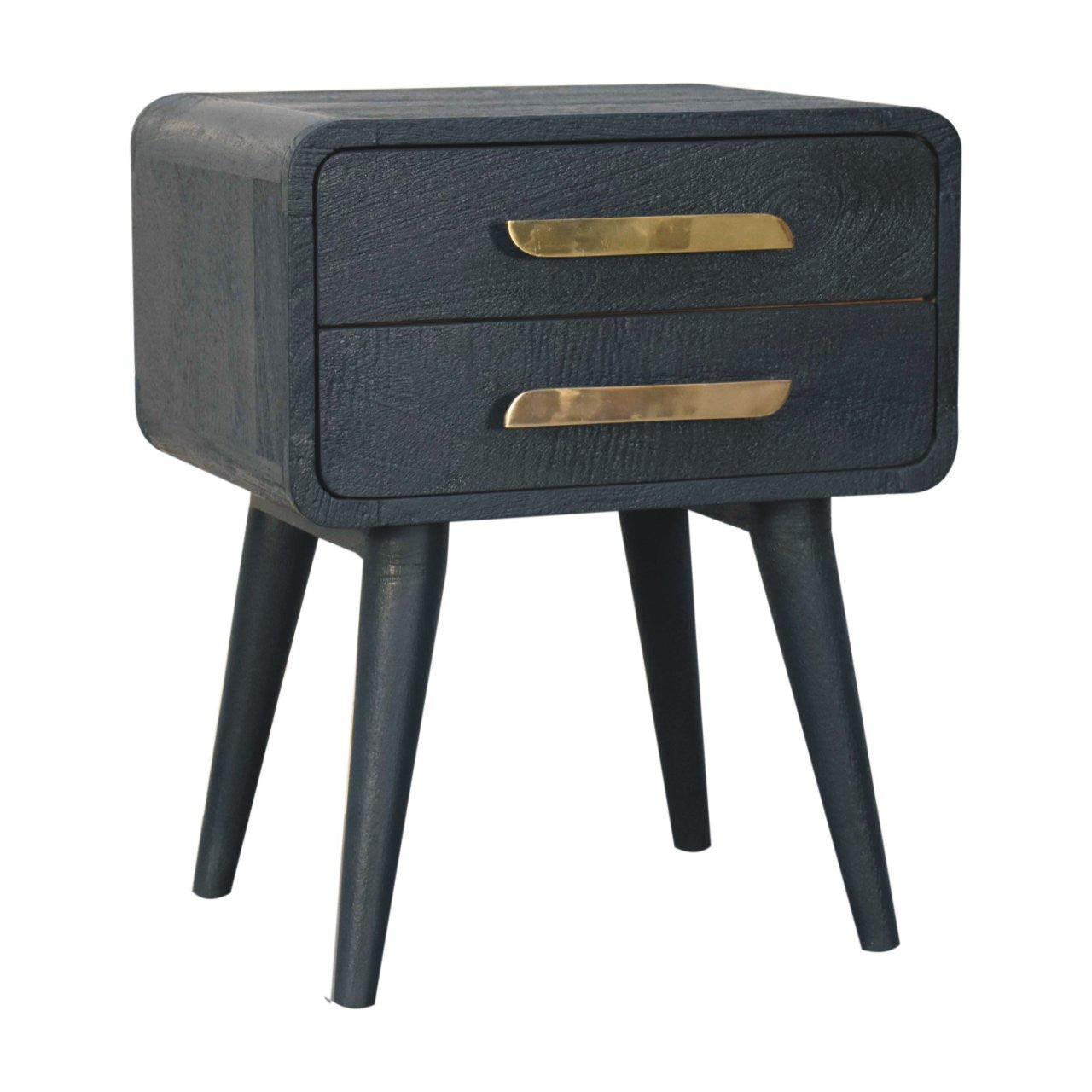 22" Midnight Solid Wood Two Drawer Nightstand-Nightstands & Bedside Tables-DECOROLALA