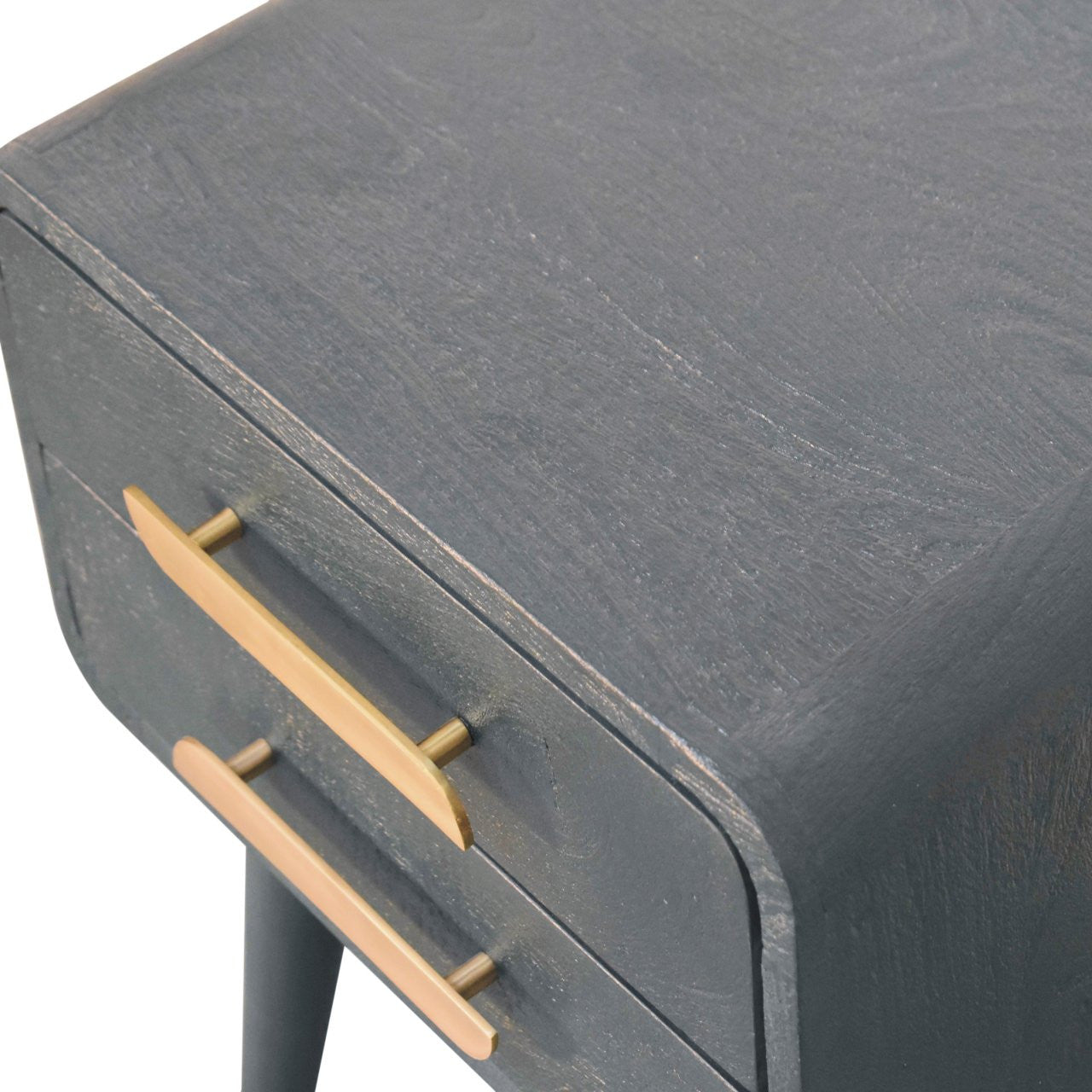 22" Midnight Solid Wood Two Drawer Nightstand-Nightstands & Bedside Tables-DECOROLALA