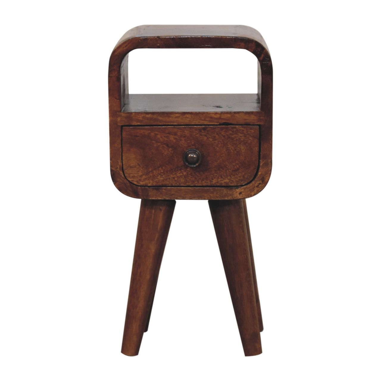 16" Brown Solid Wood Square One Drawer Nightstand-Nightstands & Bedside Tables-DECOROLALA