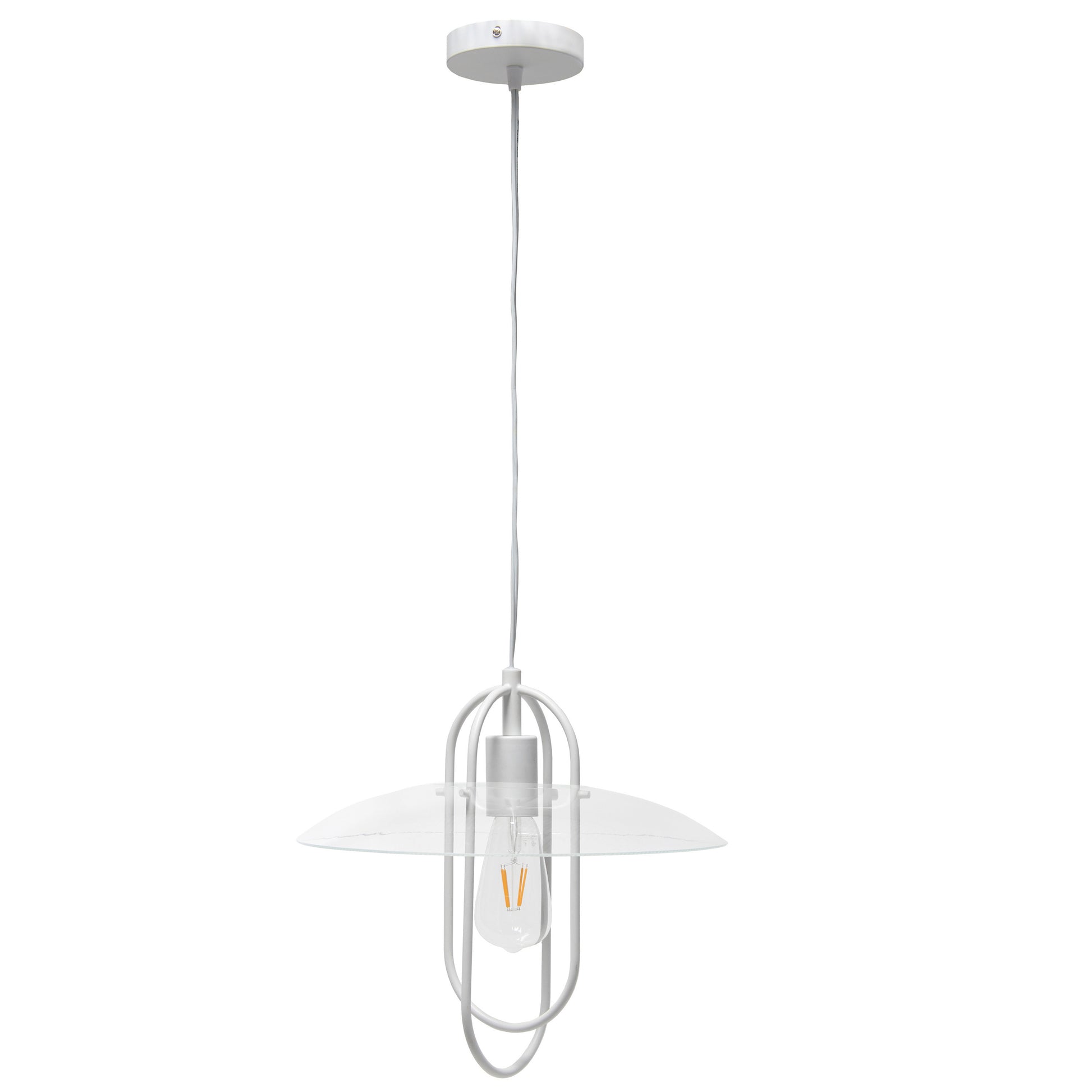 White Simple Iron Ceiling Light With Clear Shades-Pendants-Hanging Lights-DECOROLALA