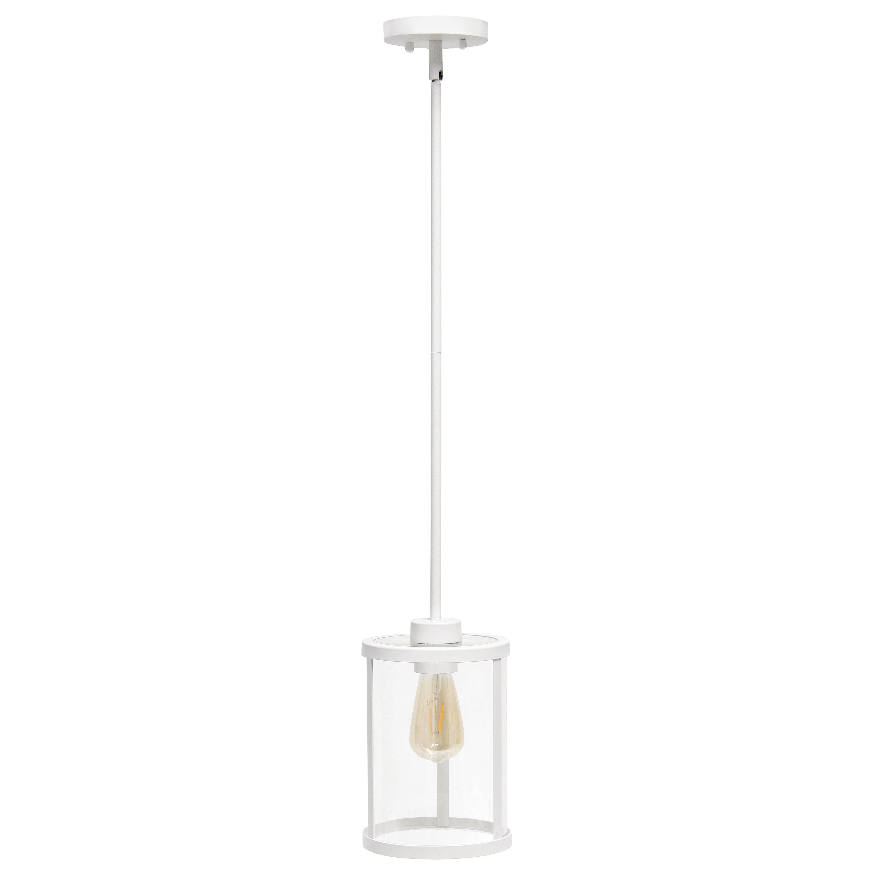 White Cylinder Iron Ceiling Light With Clear Shades-Pendants-Hanging Lights-DECOROLALA