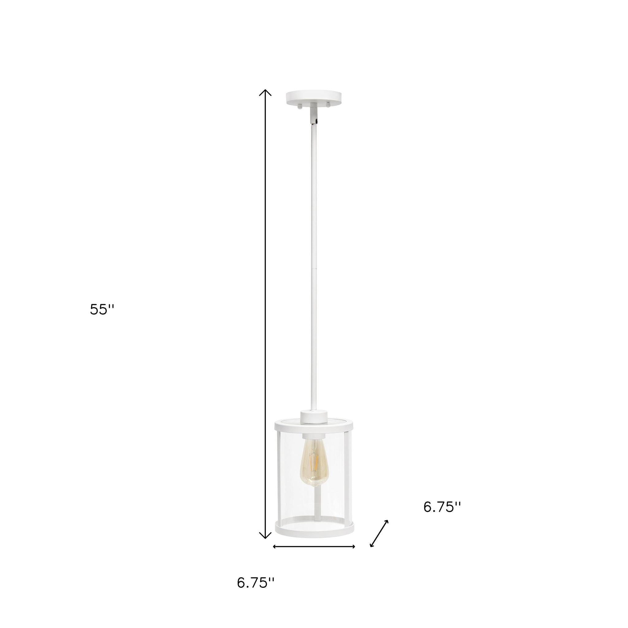 White Cylinder Iron Ceiling Light With Clear Shades-Pendants-Hanging Lights-DECOROLALA