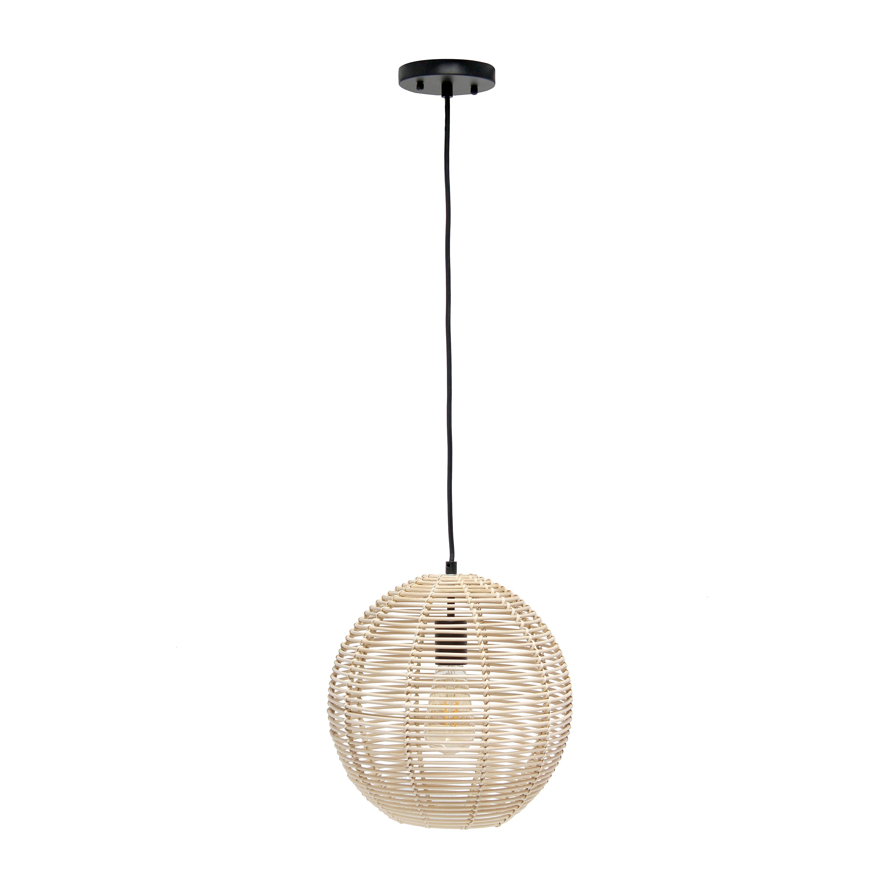 Natural Rattan Ceiling Light With Natural Shades-Pendants-Hanging Lights-DECOROLALA
