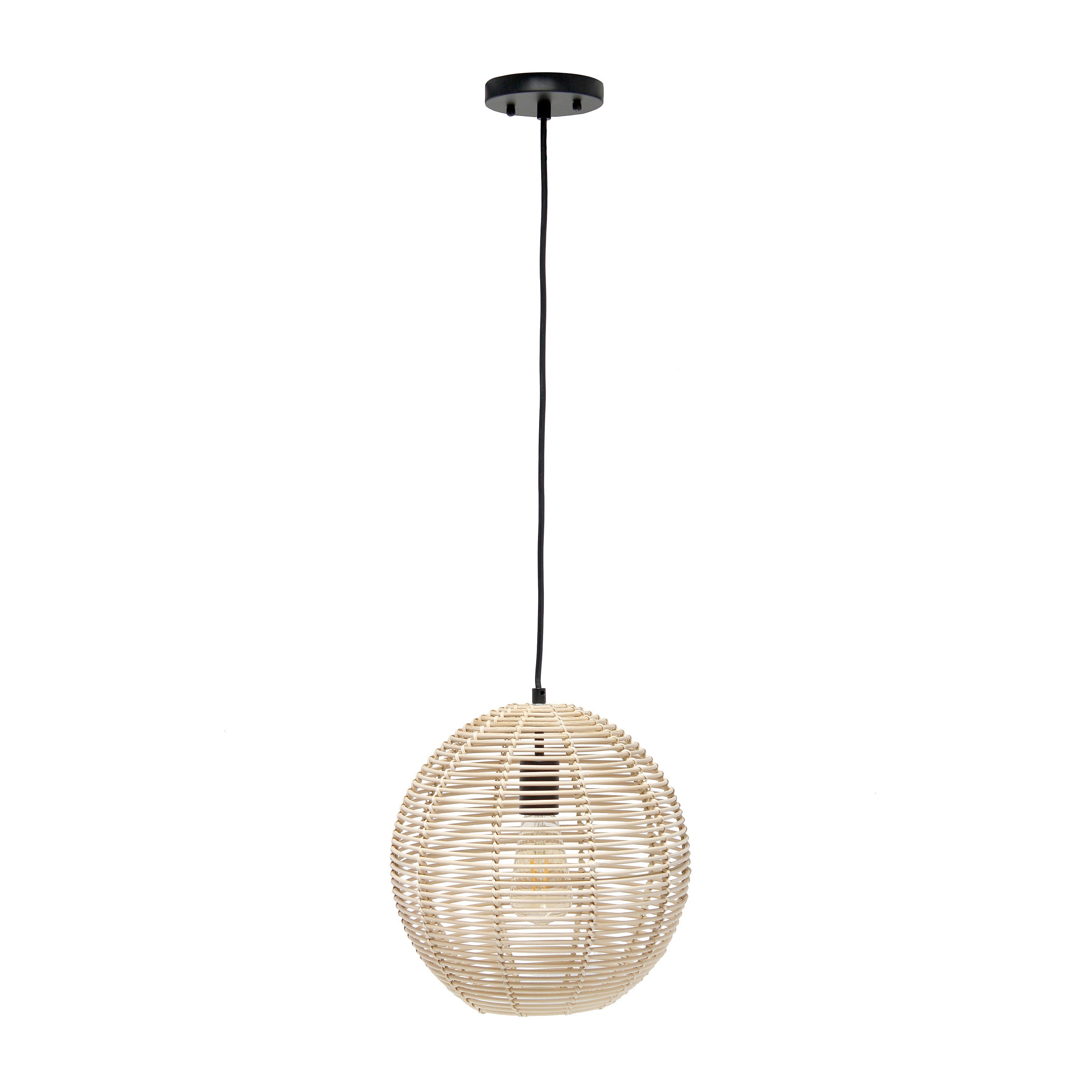 Natural Rattan Ceiling Light With Natural Shades-Pendants-Hanging Lights-DECOROLALA