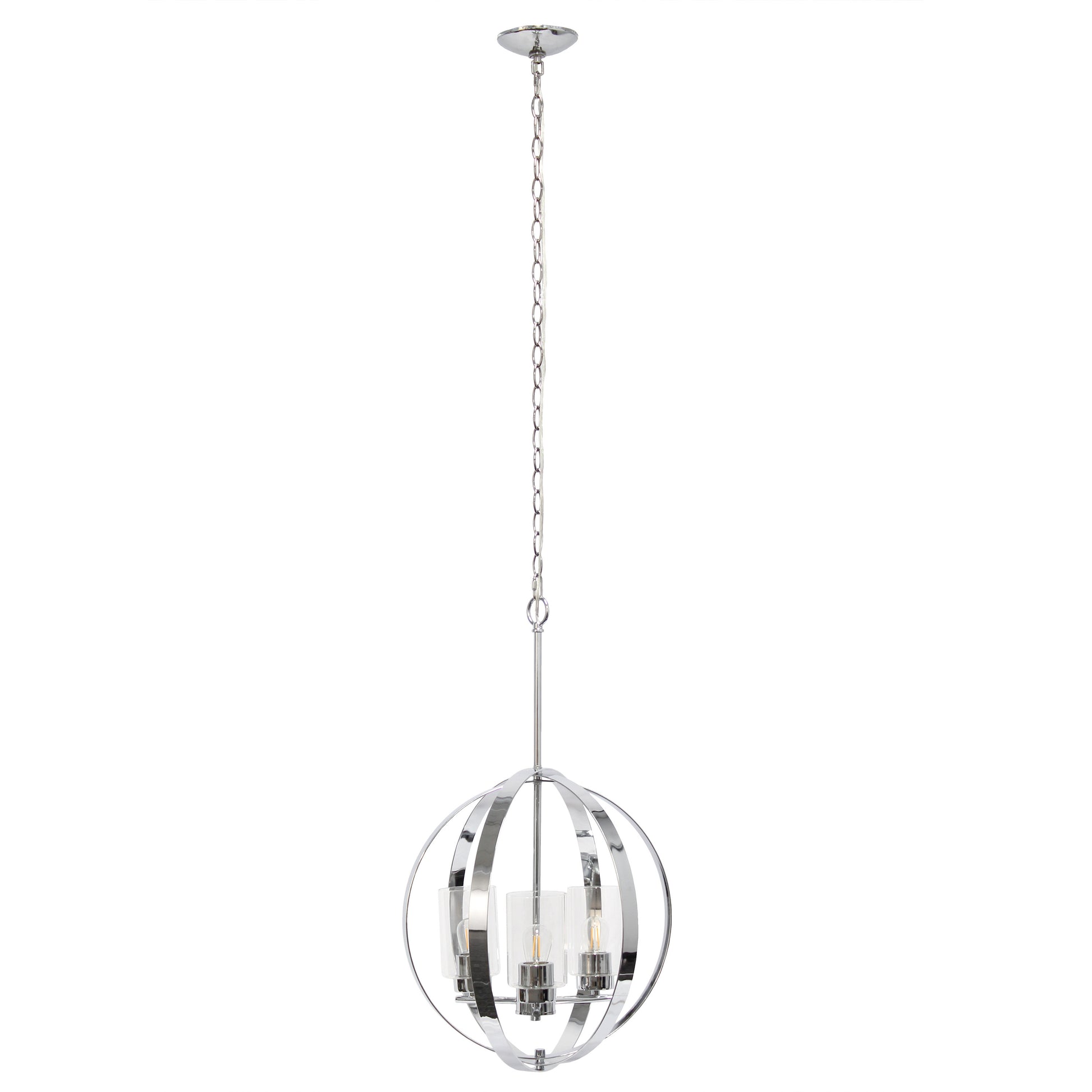 Silver Sphere Iron Ceiling Light With Clear Shades-Pendants-Hanging Lights-DECOROLALA