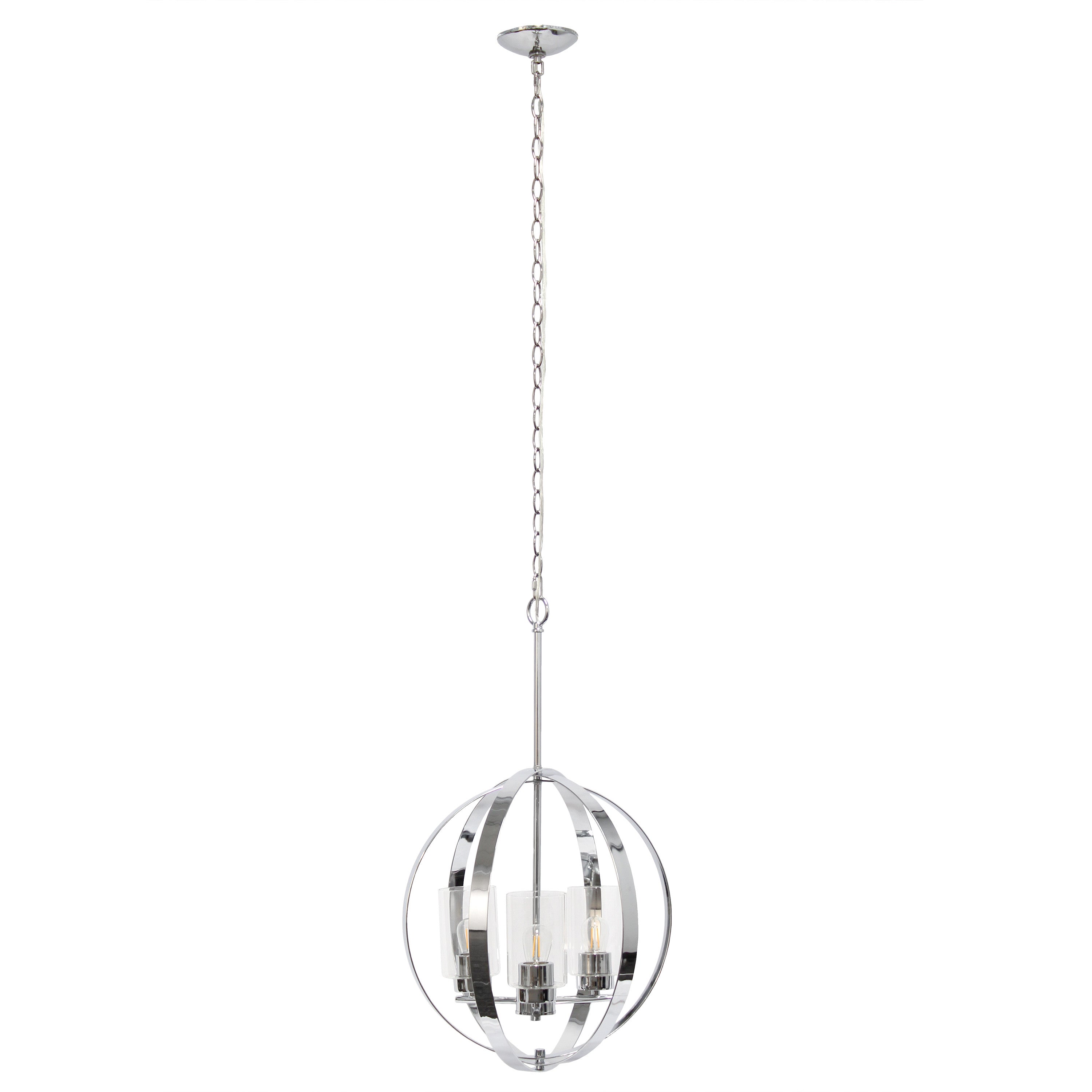 Silver Sphere Iron Ceiling Light With Clear Shades-Pendants-Hanging Lights-DECOROLALA