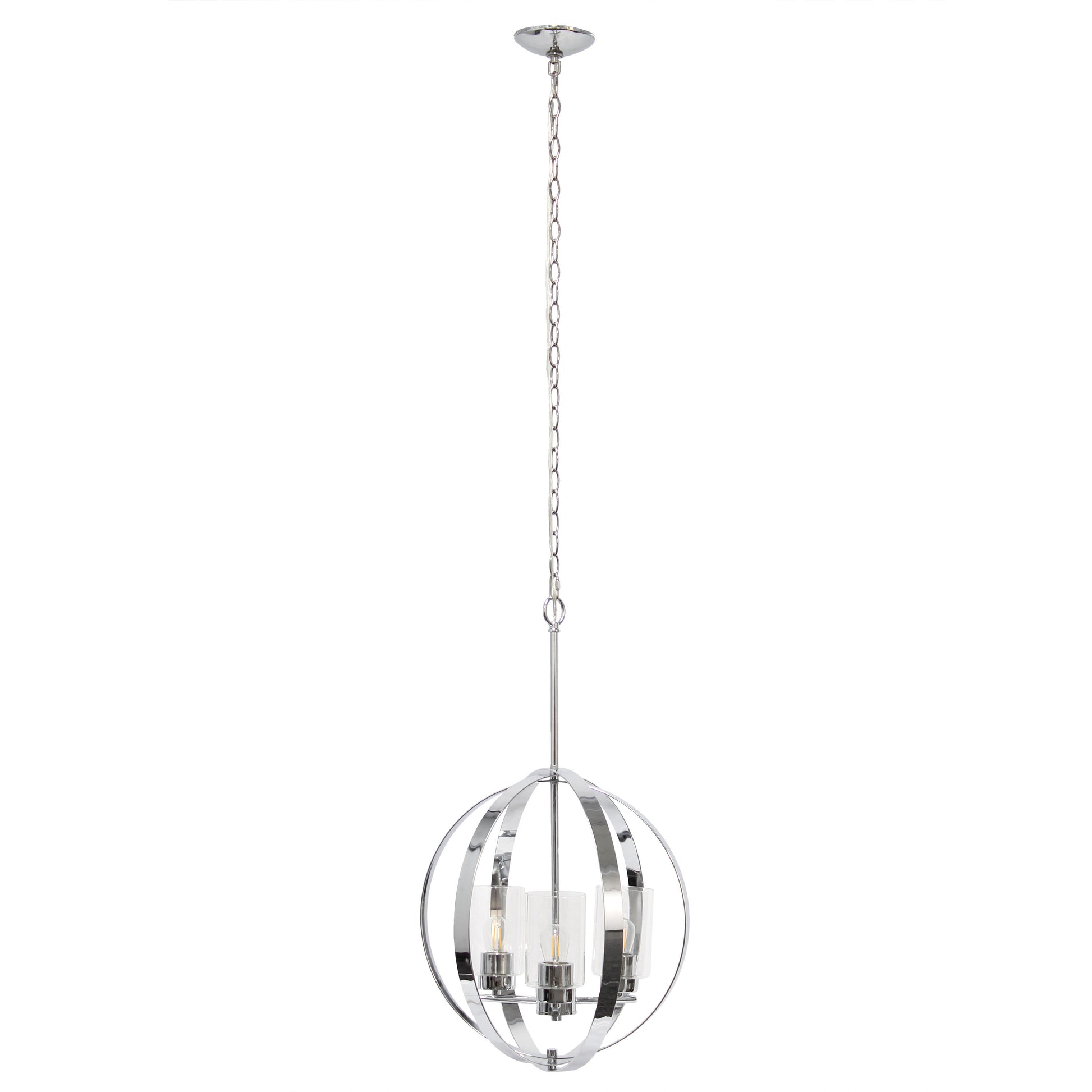Silver Sphere Iron Ceiling Light With Clear Shades-Pendants-Hanging Lights-DECOROLALA