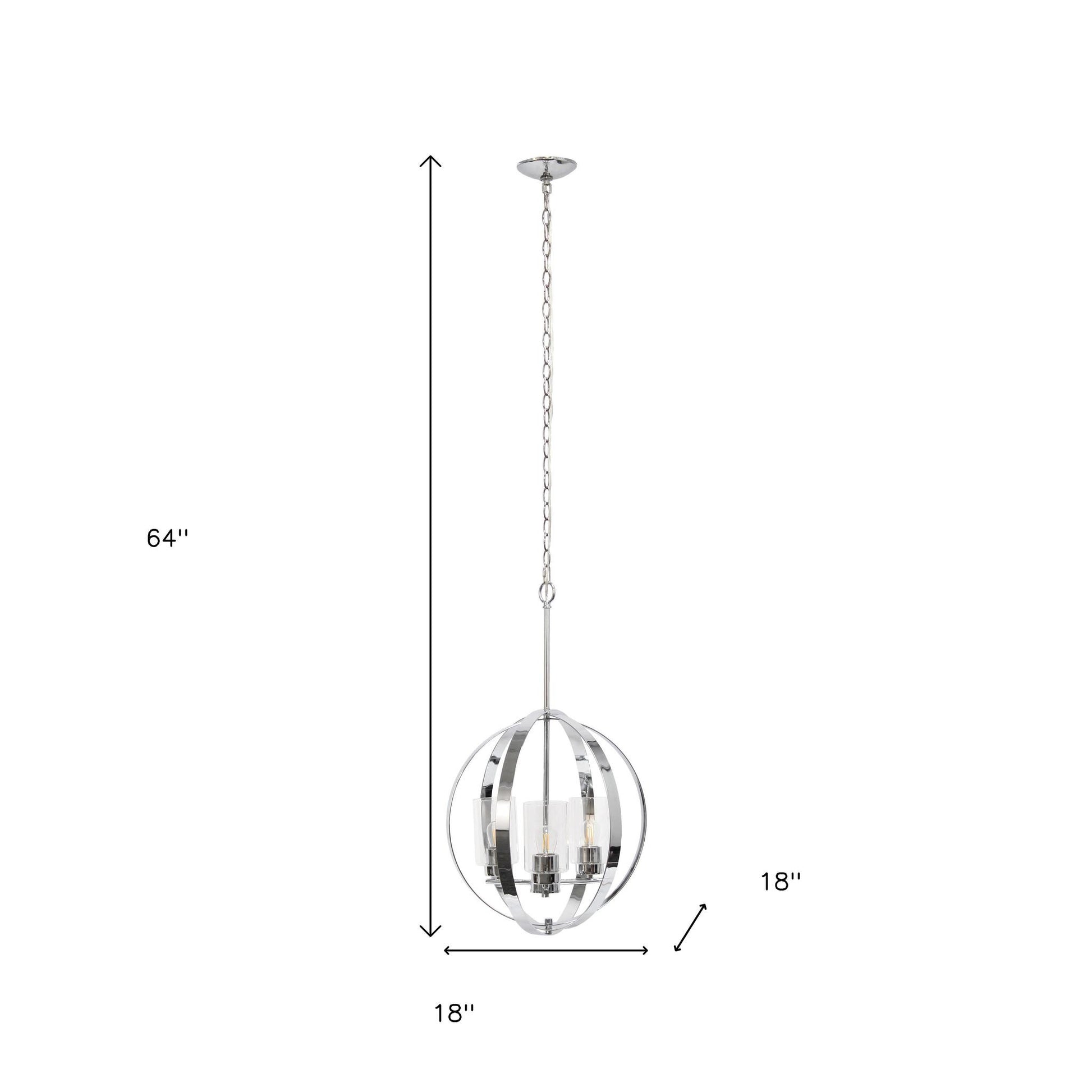 Silver Sphere Iron Ceiling Light With Clear Shades-Pendants-Hanging Lights-DECOROLALA