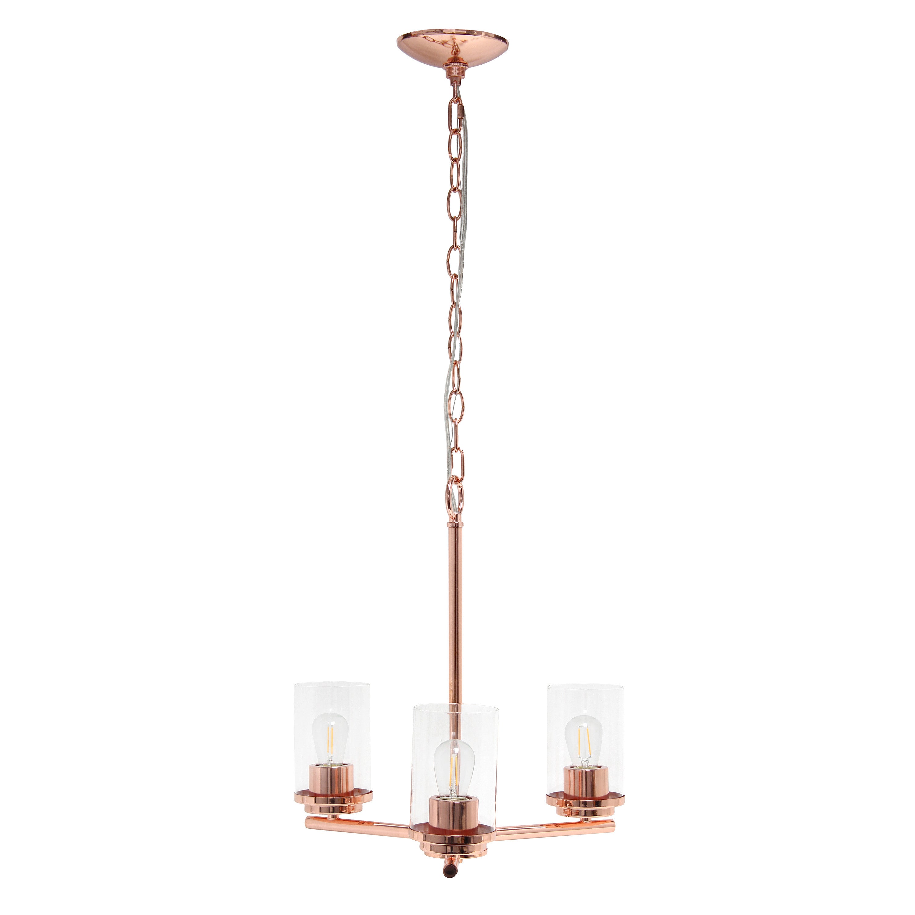 Rose Gold Chandelier Iron Ceiling Light With Clear Shades-Pendants-Hanging Lights-DECOROLALA