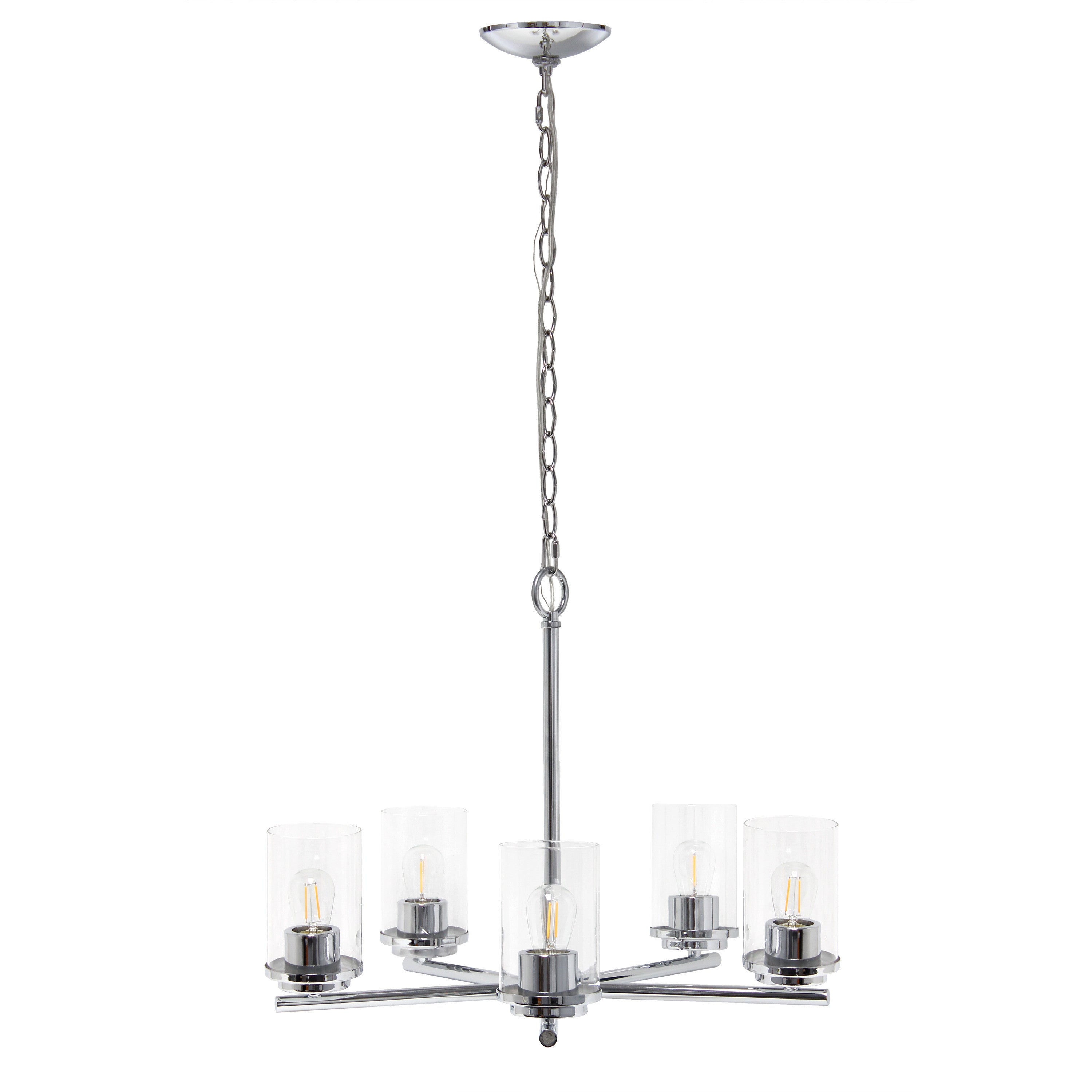 Silver Chandelier Iron Ceiling Light With Clear Shades-Pendants-Hanging Lights-DECOROLALA