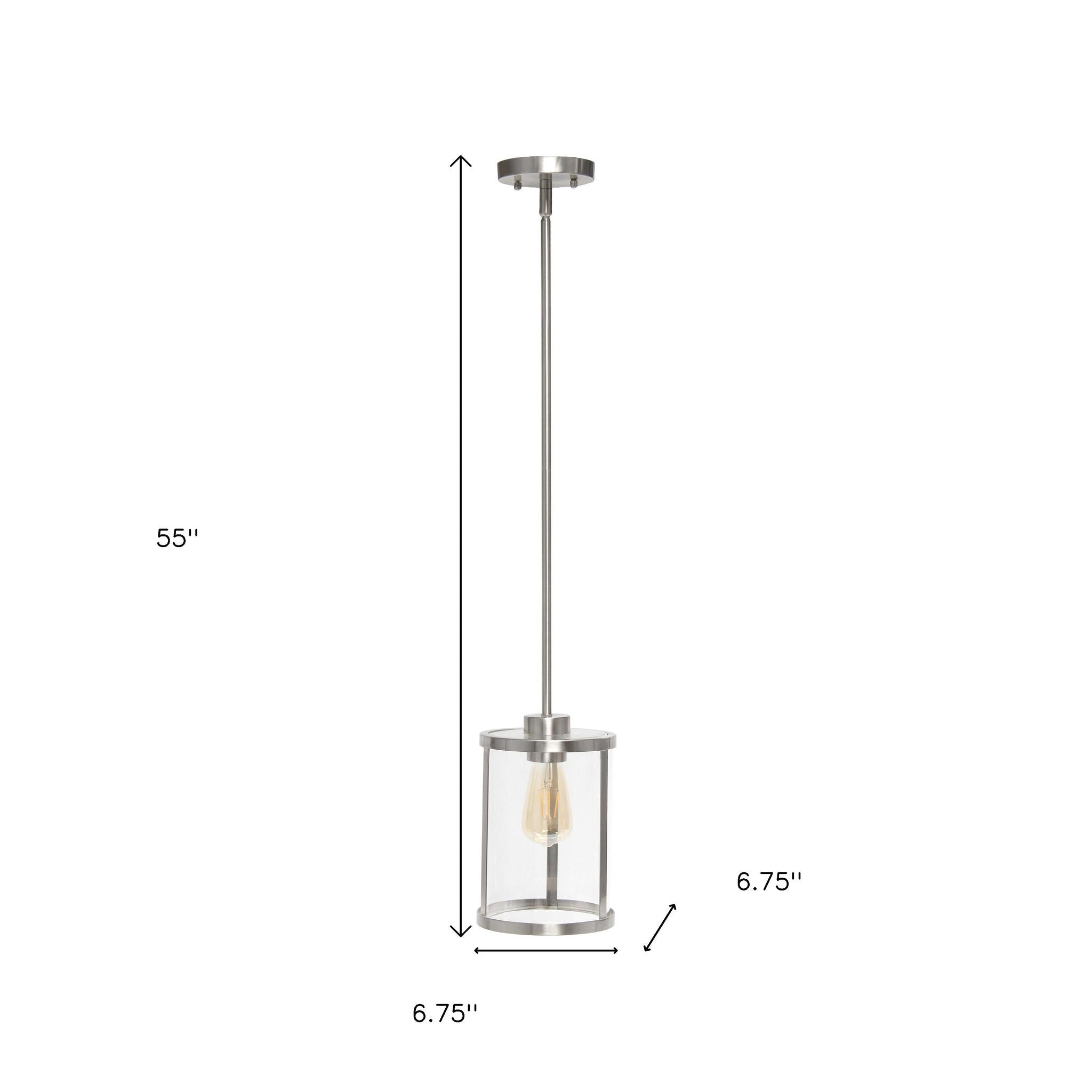 Nickel Cylinder Iron Ceiling Light With Clear Shades-Pendants-Hanging Lights-DECOROLALA