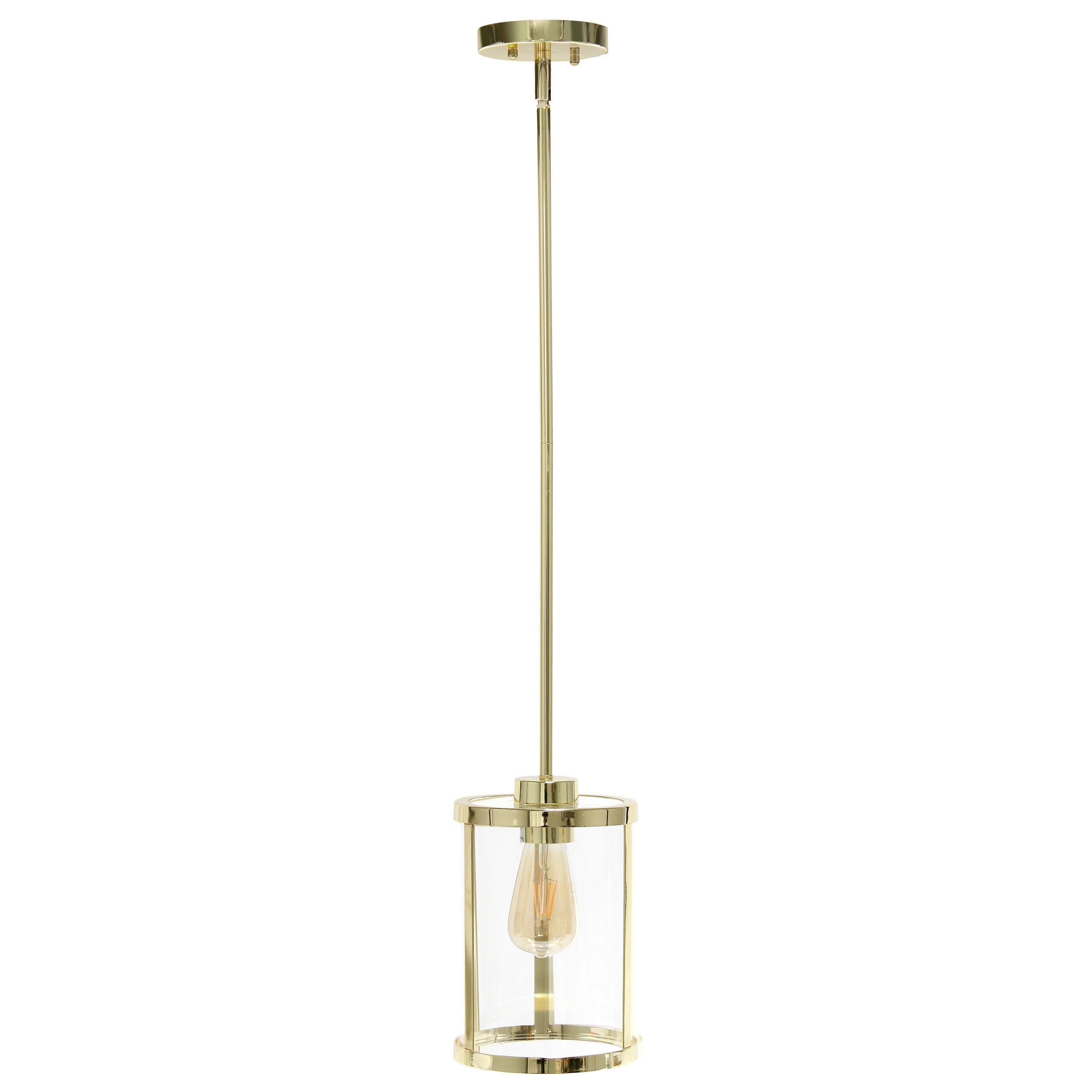 Gold Cylinder Iron Ceiling Light With Clear Shades-Pendants-Hanging Lights-DECOROLALA