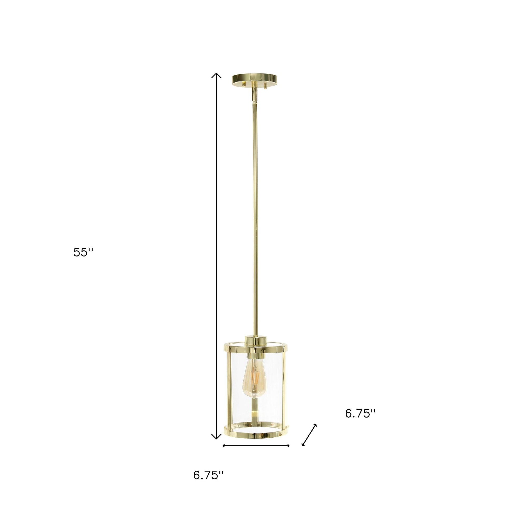 Gold Cylinder Iron Ceiling Light With Clear Shades-Pendants-Hanging Lights-DECOROLALA