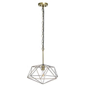 Antiqued Brass Caged Iron Ceiling Light With Antiqued Brass Shades-Pendants-Hanging Lights-DECOROLALA