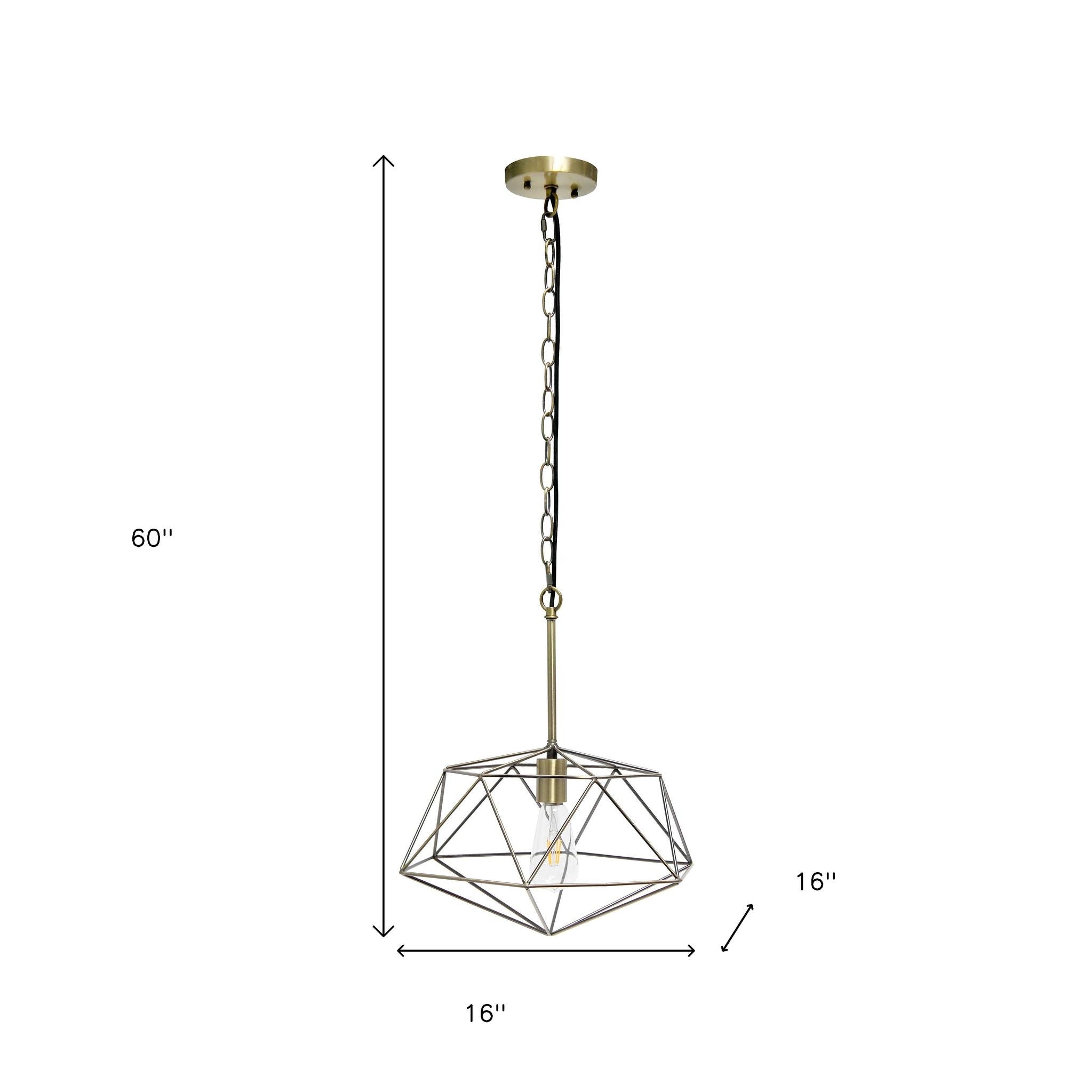 Antiqued Brass Caged Iron Ceiling Light With Antiqued Brass Shades-Pendants-Hanging Lights-DECOROLALA