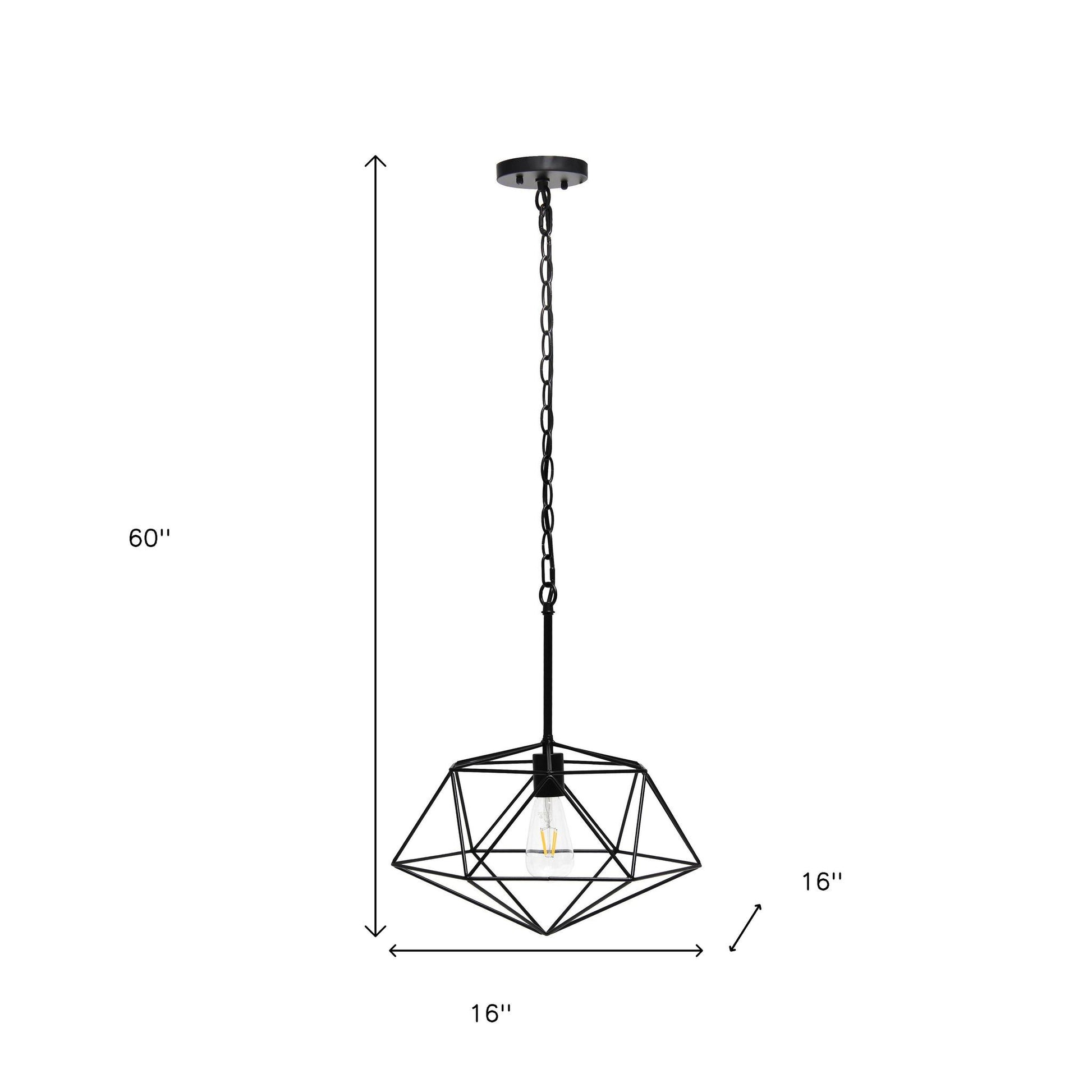Black Caged Iron Ceiling Light With Black Shades-Pendants-Hanging Lights-DECOROLALA