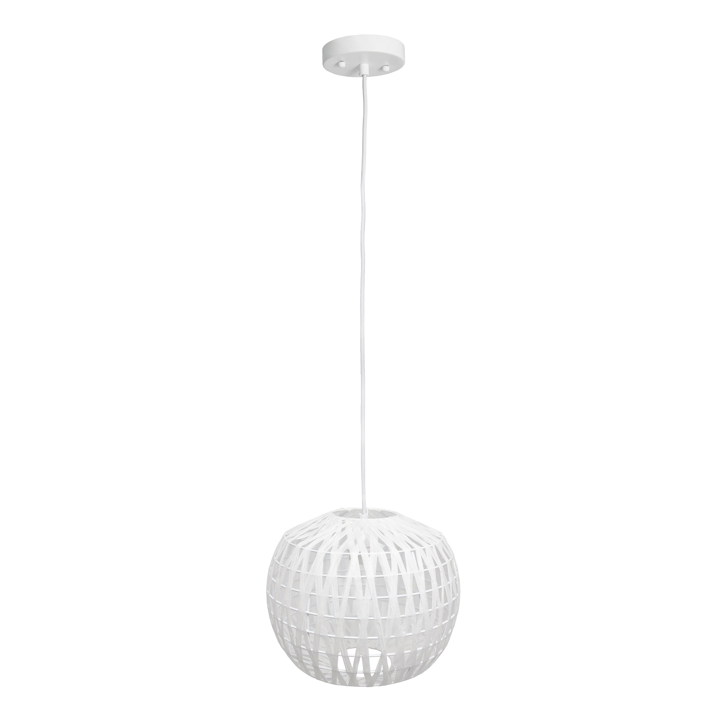White Sphere Hemp Ceiling Light With White Shades-Pendants-Hanging Lights-DECOROLALA