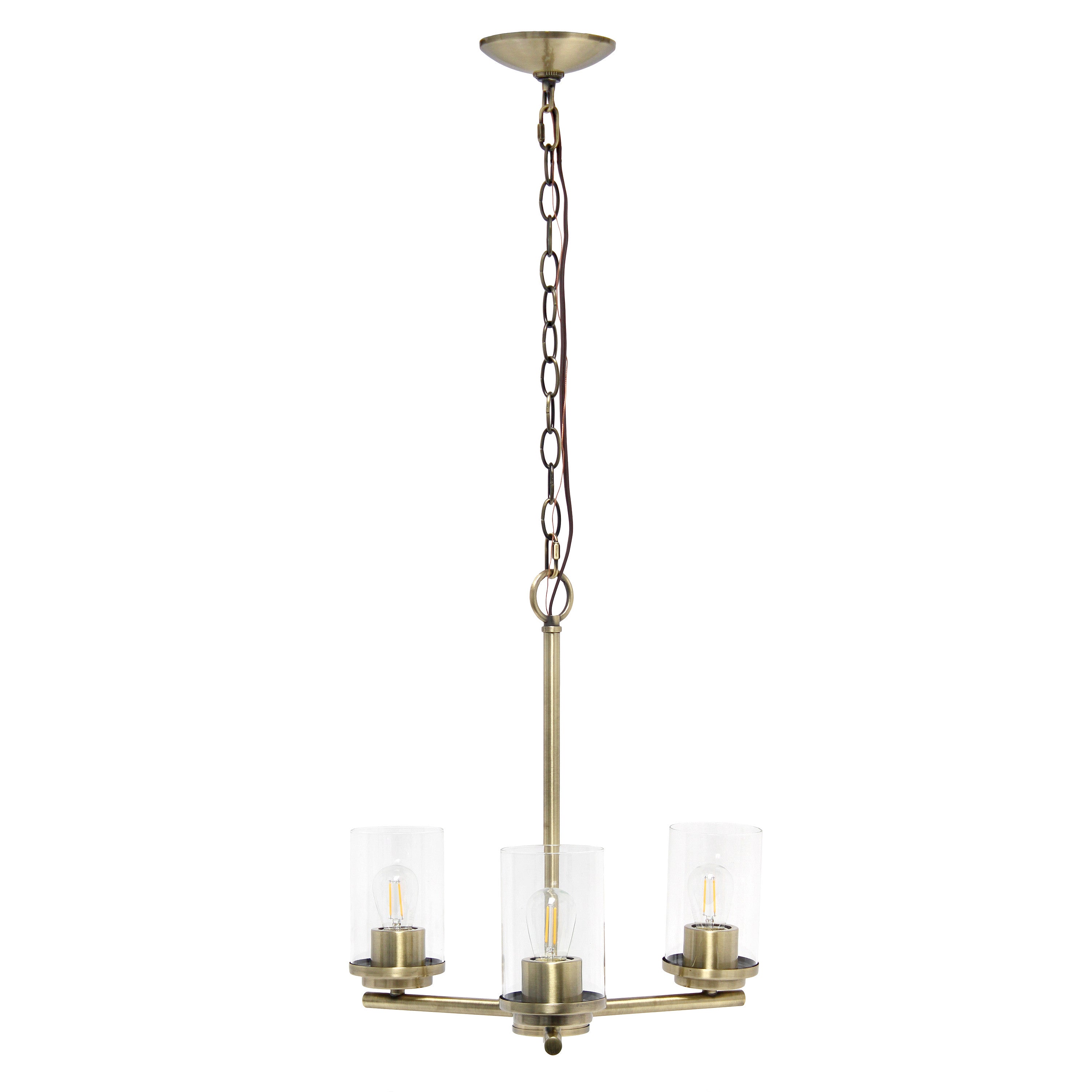 Antiqued Brass Chandelier Iron Ceiling Light With Clear Shades-Pendants-Hanging Lights-DECOROLALA