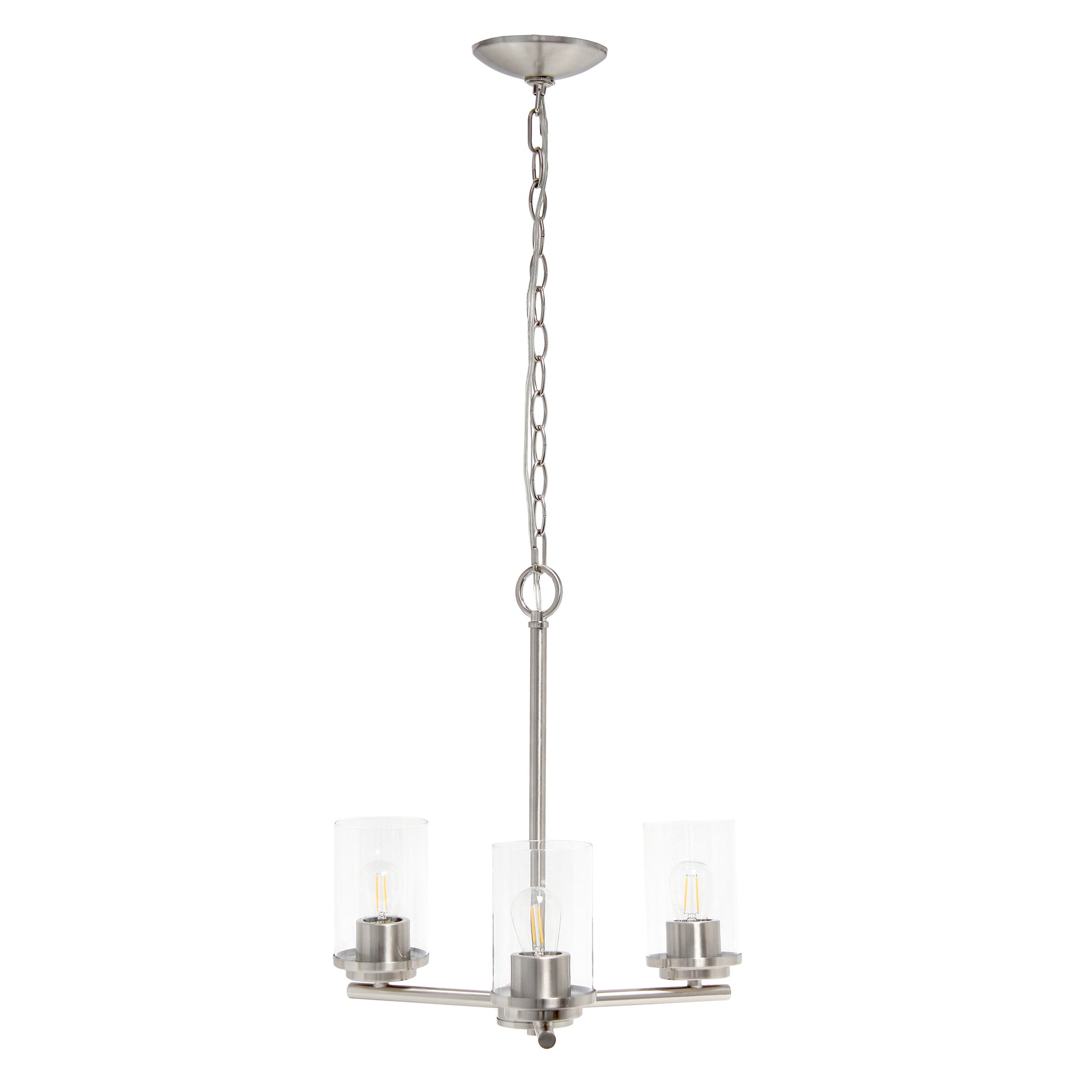 Nickel Chandelier Iron Ceiling Light With Clear Shades-Pendants-Hanging Lights-DECOROLALA