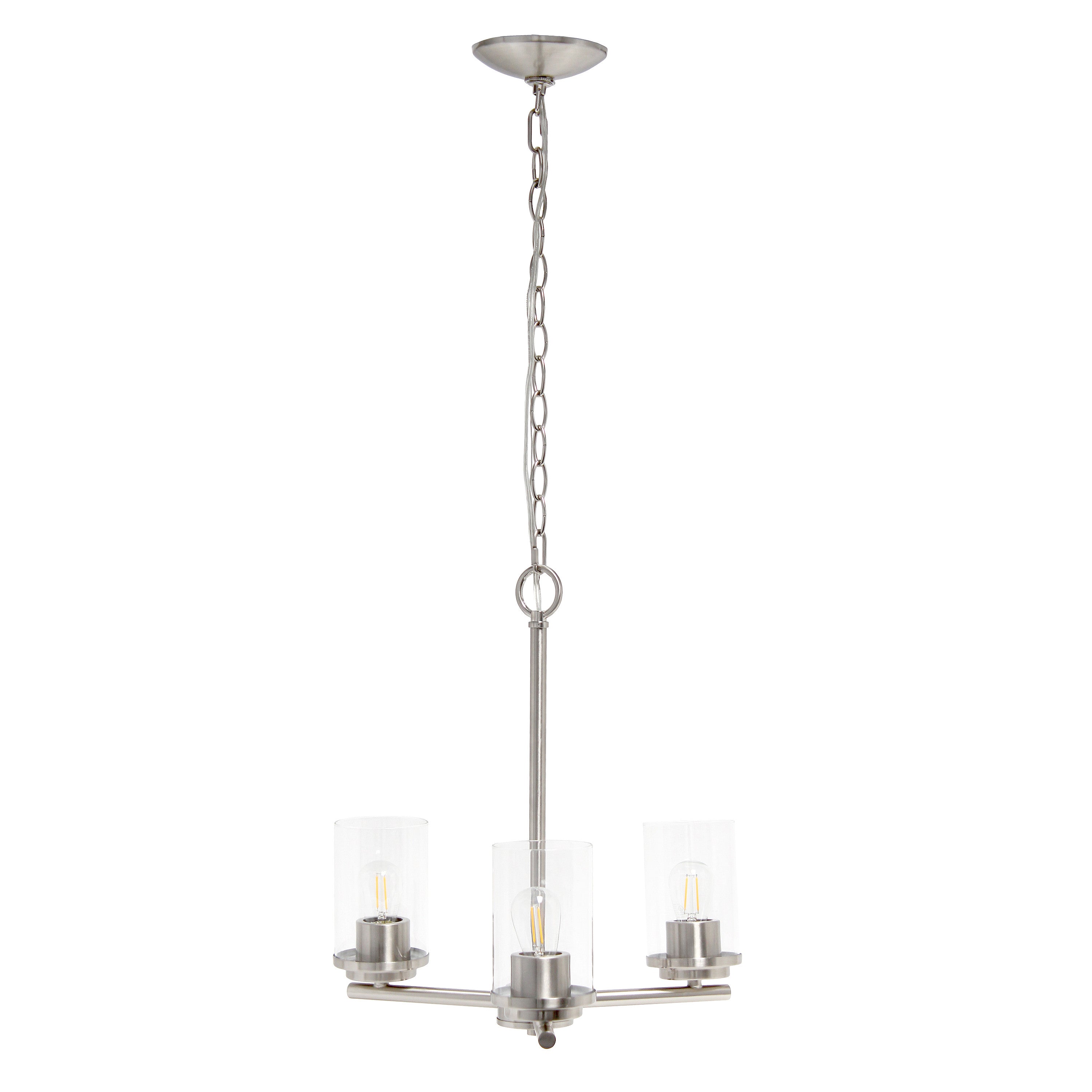 Nickel Chandelier Iron Ceiling Light With Clear Shades-Pendants-Hanging Lights-DECOROLALA