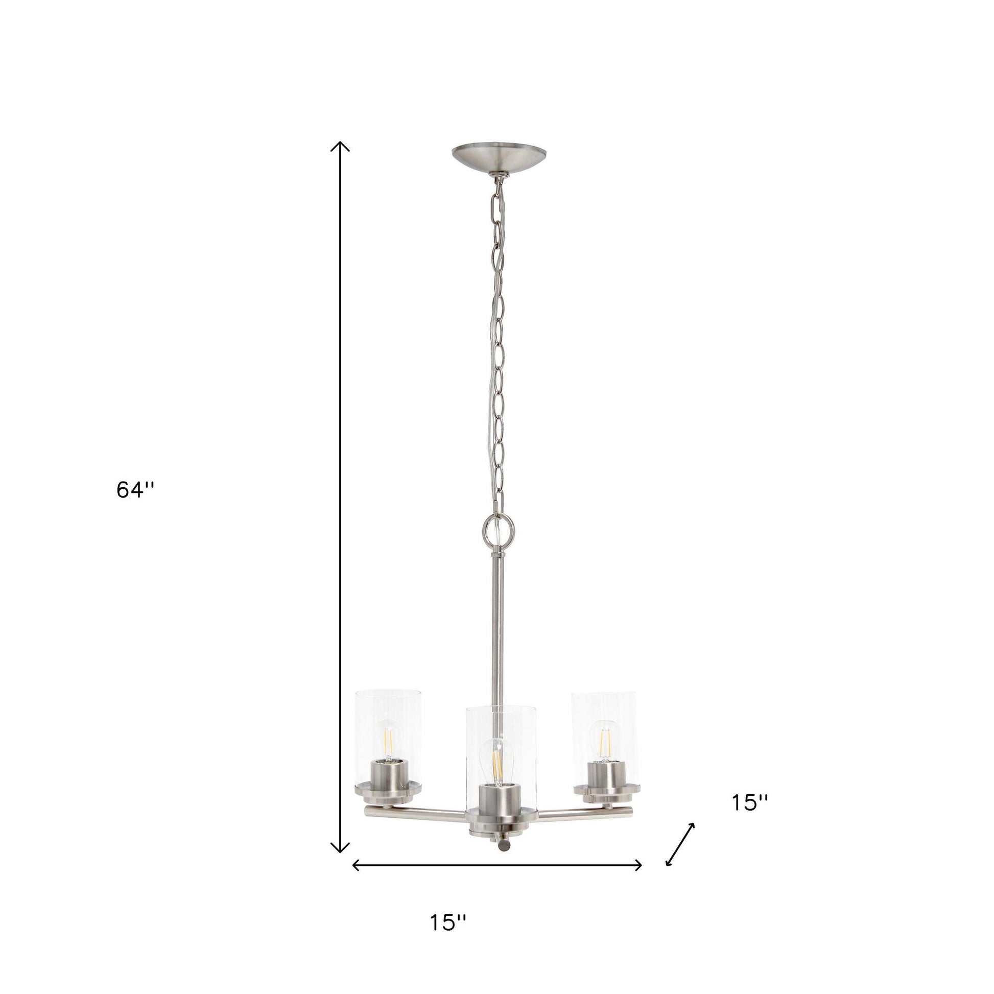 Nickel Chandelier Iron Ceiling Light With Clear Shades-Pendants-Hanging Lights-DECOROLALA