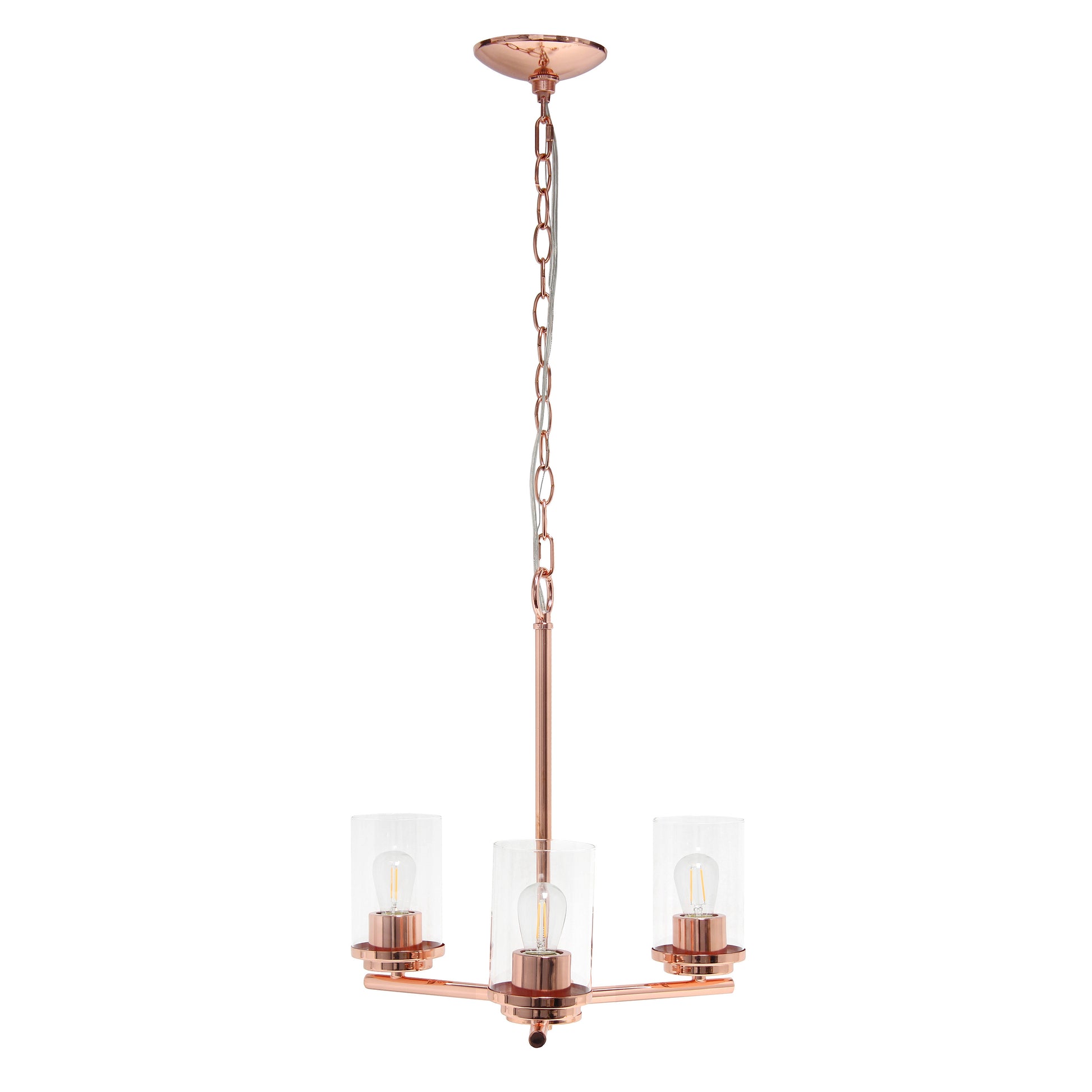 Rose Gold Chandelier Iron Ceiling Light With Clear Shades-Pendants-Hanging Lights-DECOROLALA