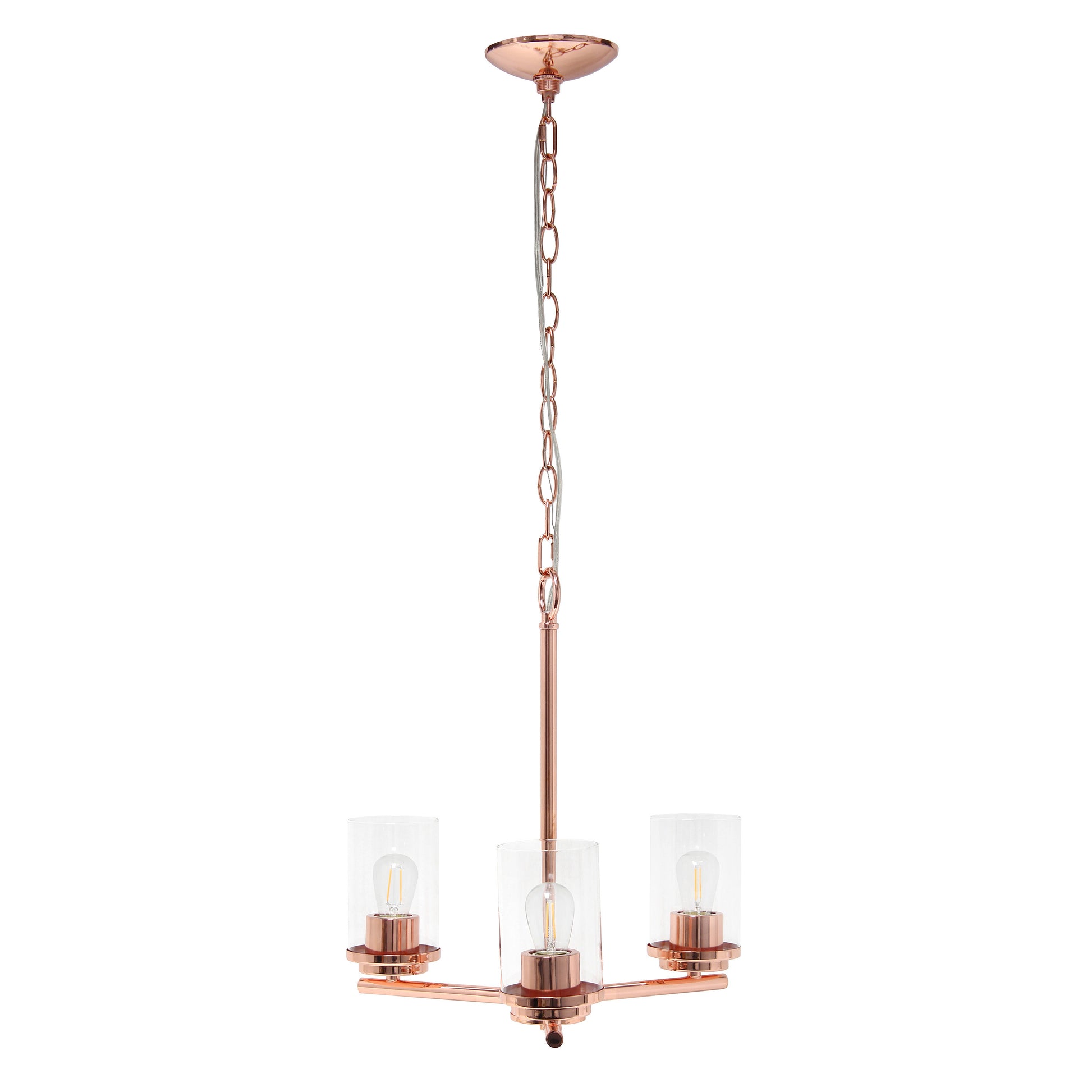 Rose Gold Chandelier Iron Ceiling Light With Clear Shades-Pendants-Hanging Lights-DECOROLALA