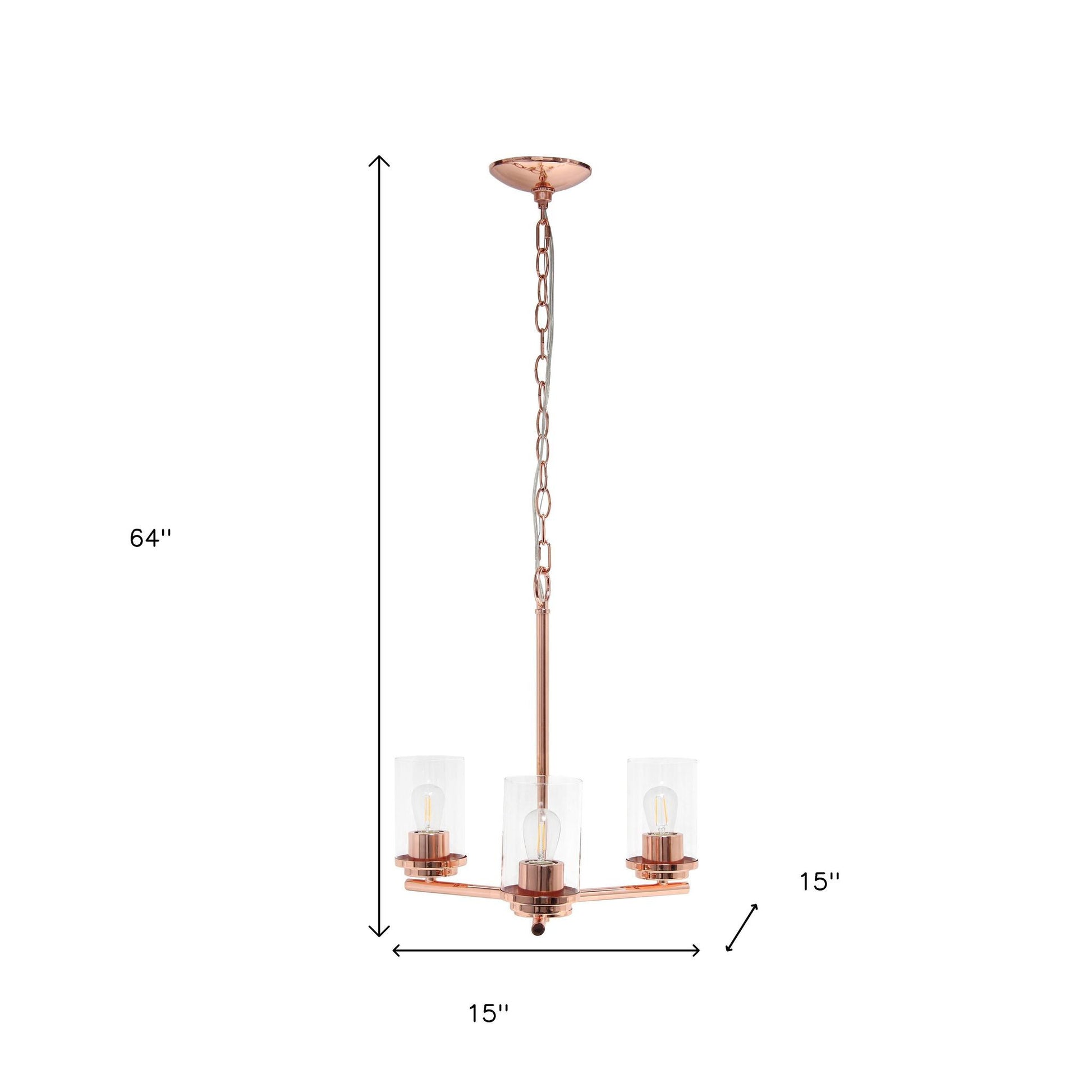 Rose Gold Chandelier Iron Ceiling Light With Clear Shades-Pendants-Hanging Lights-DECOROLALA