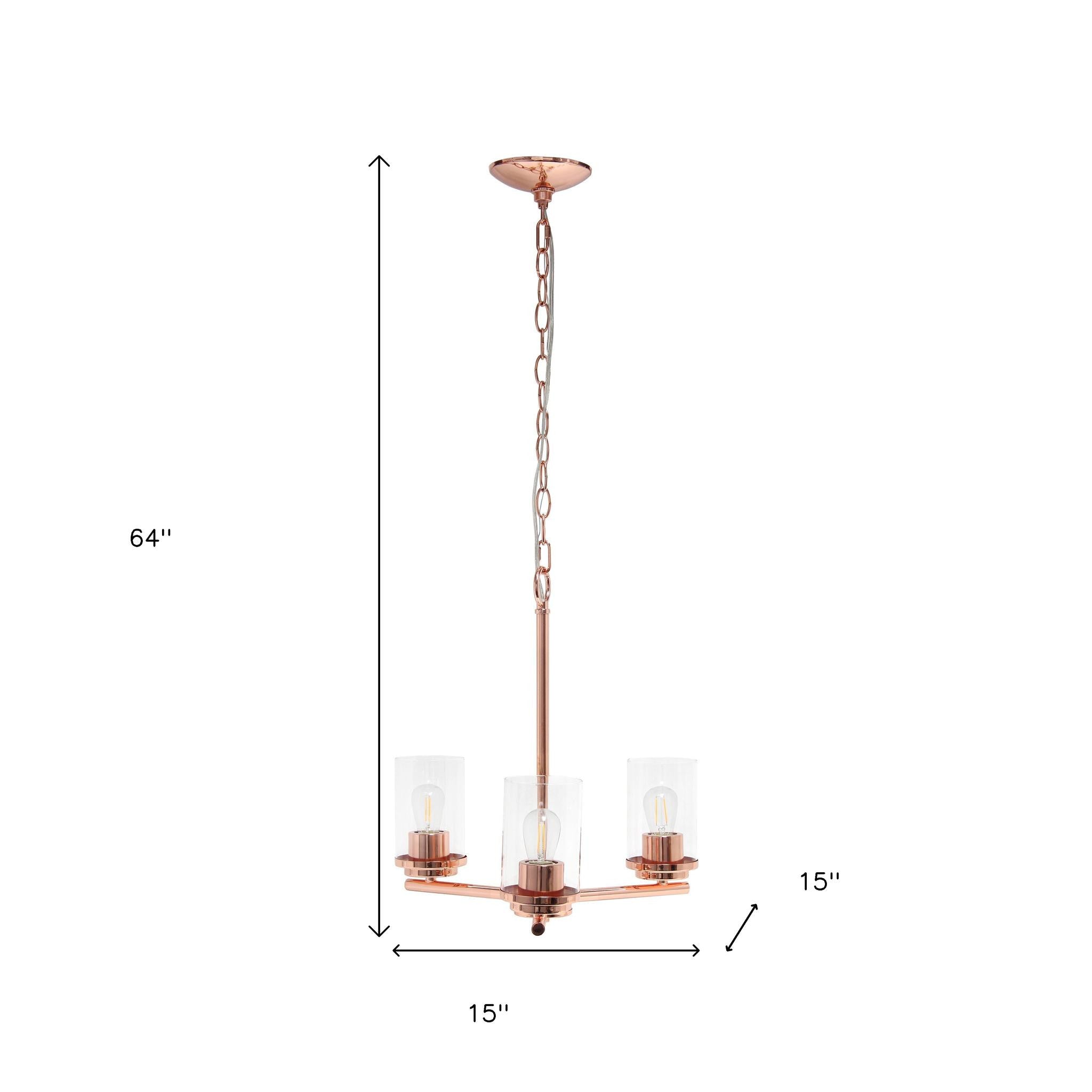 Rose Gold Chandelier Iron Ceiling Light With Clear Shades-Pendants-Hanging Lights-DECOROLALA