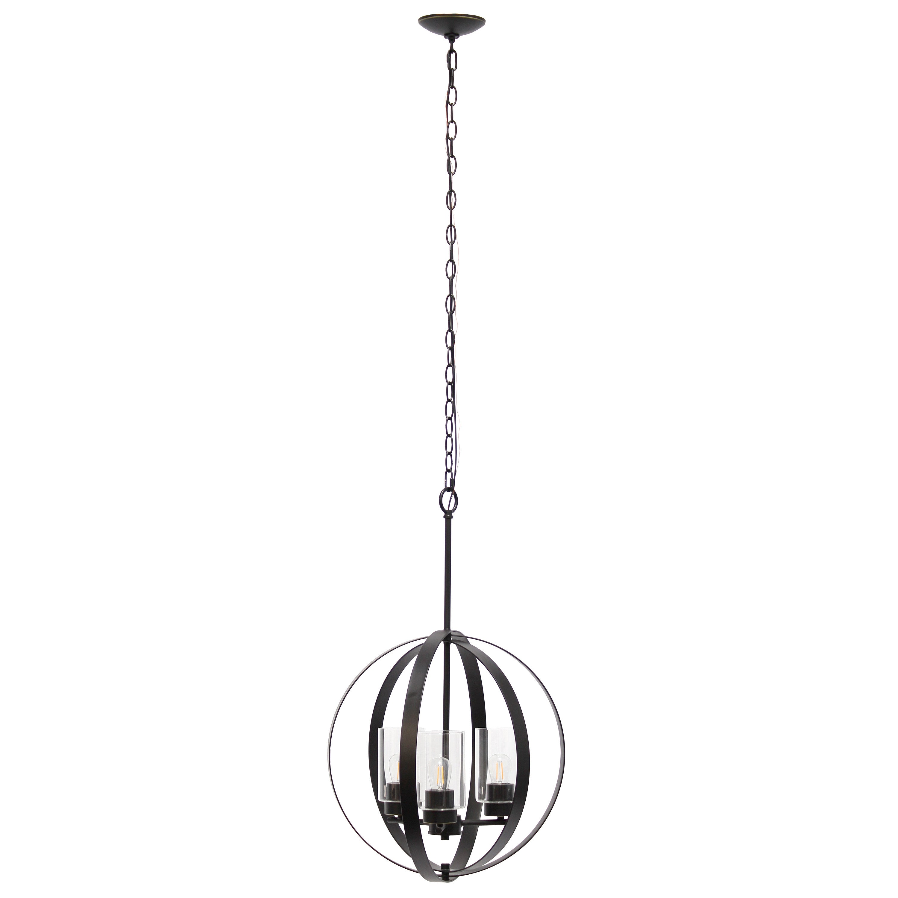 Bronze Sphere Iron Ceiling Light With Clear Shades-Pendants-Hanging Lights-DECOROLALA