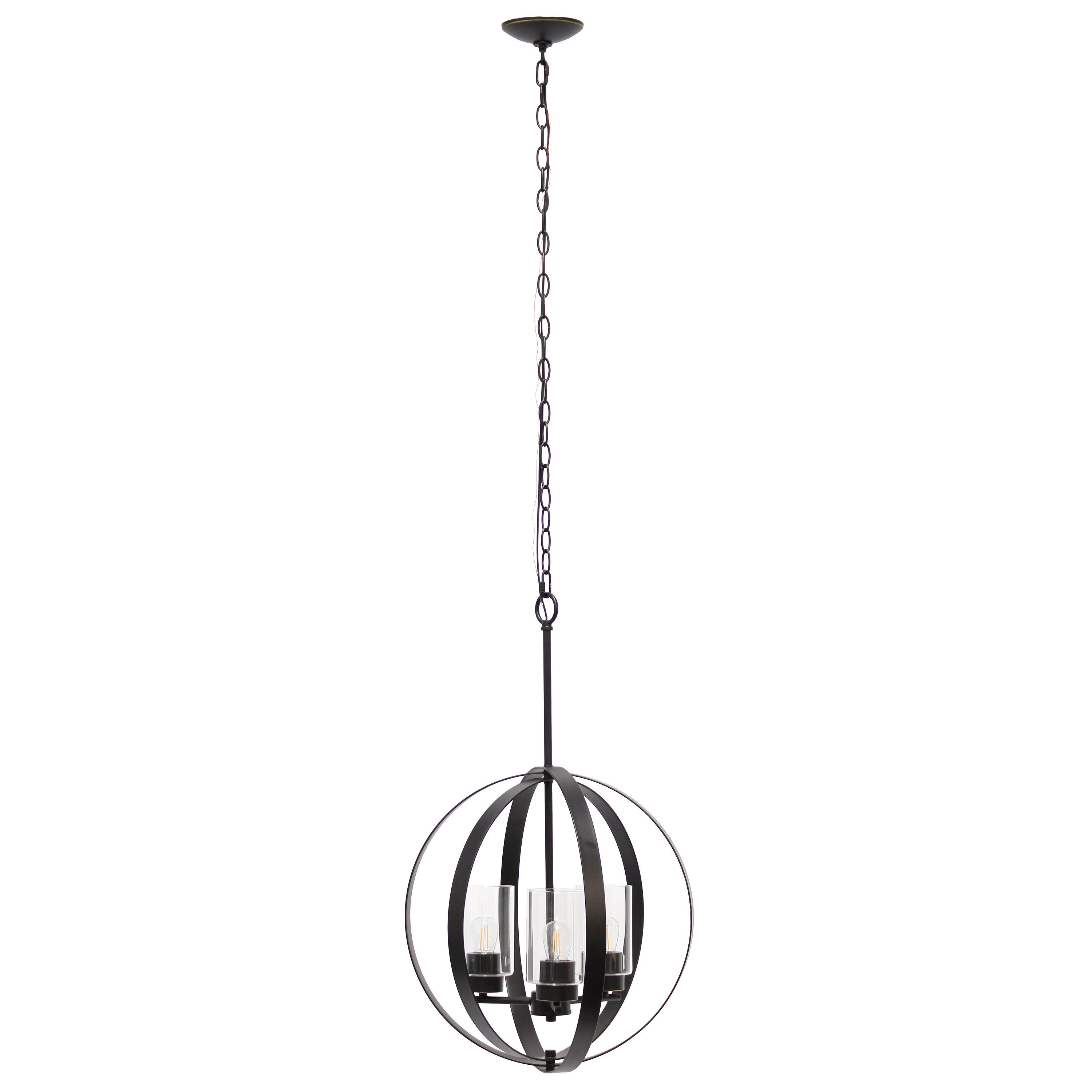 Bronze Sphere Iron Ceiling Light With Clear Shades-Pendants-Hanging Lights-DECOROLALA