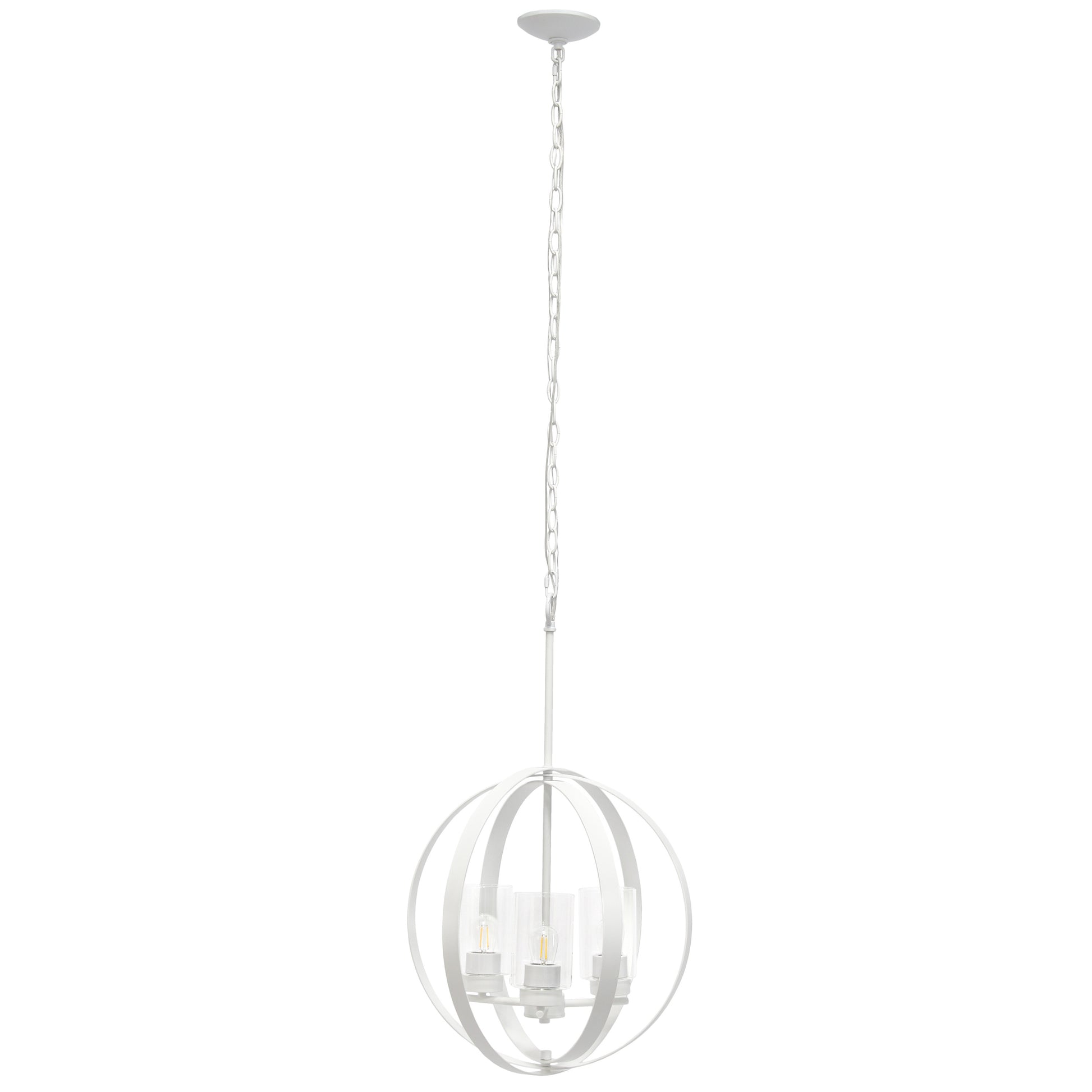 White Sphere Iron Ceiling Light With Clear Shades-Pendants-Hanging Lights-DECOROLALA