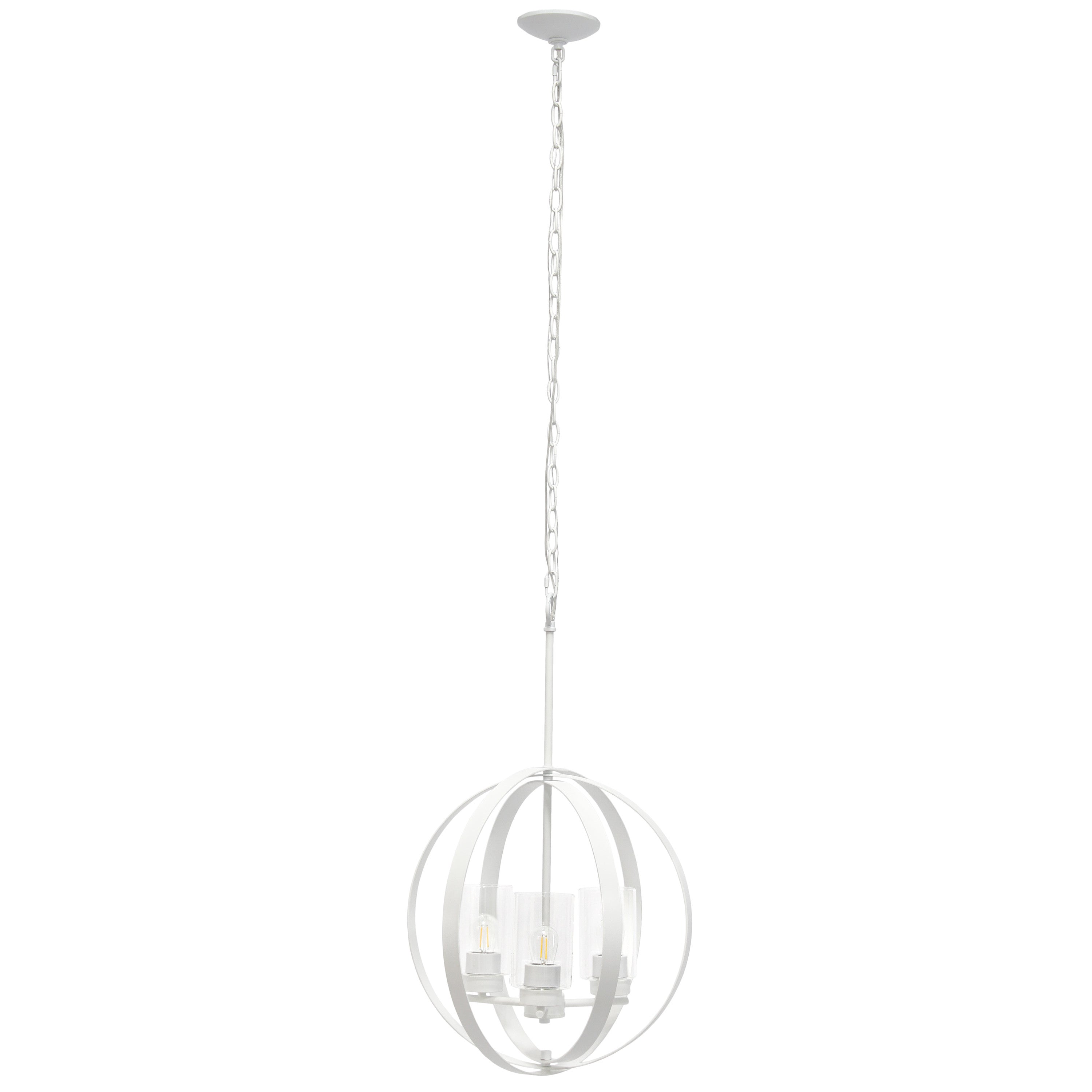 White Sphere Iron Ceiling Light With Clear Shades-Pendants-Hanging Lights-DECOROLALA