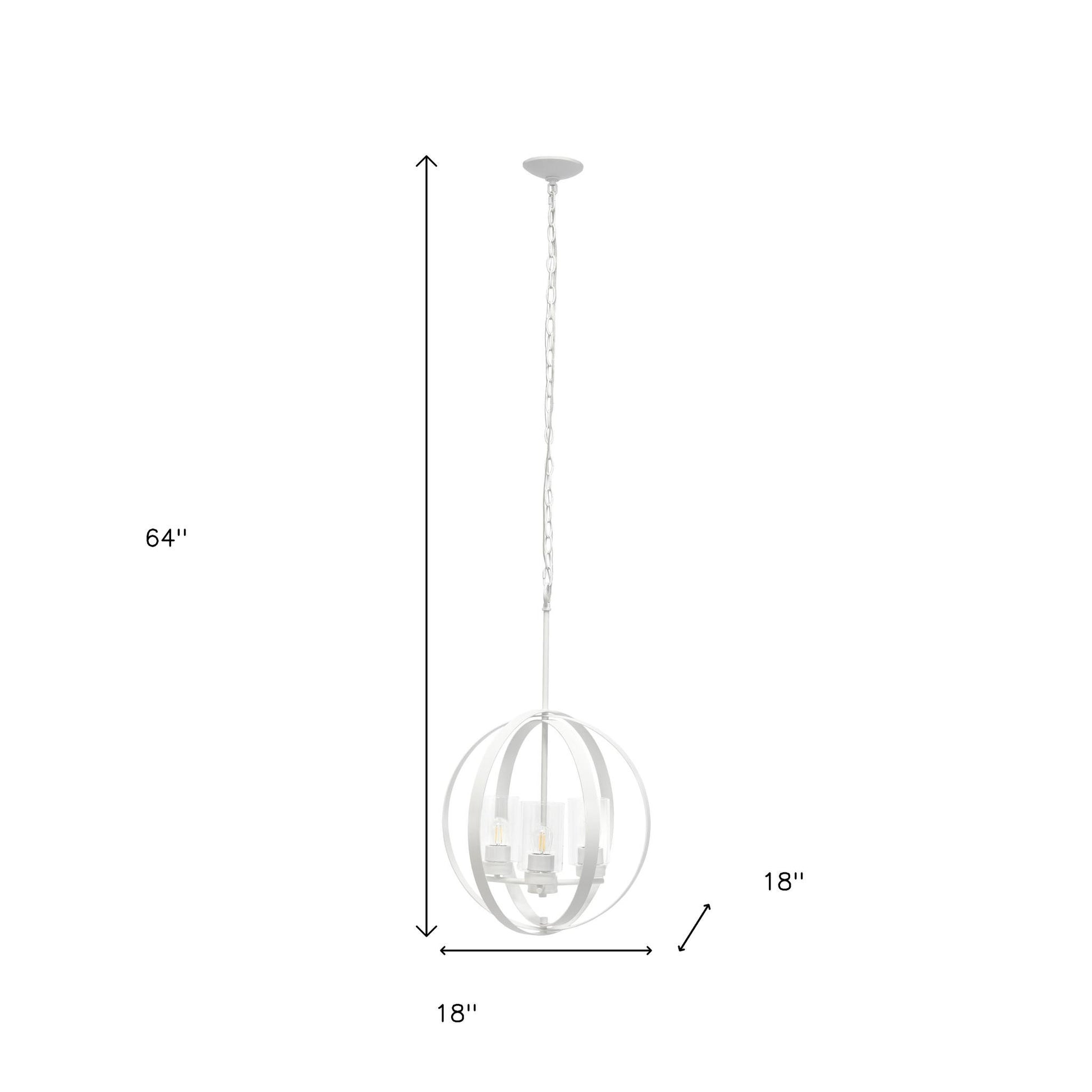 White Sphere Iron Ceiling Light With Clear Shades-Pendants-Hanging Lights-DECOROLALA