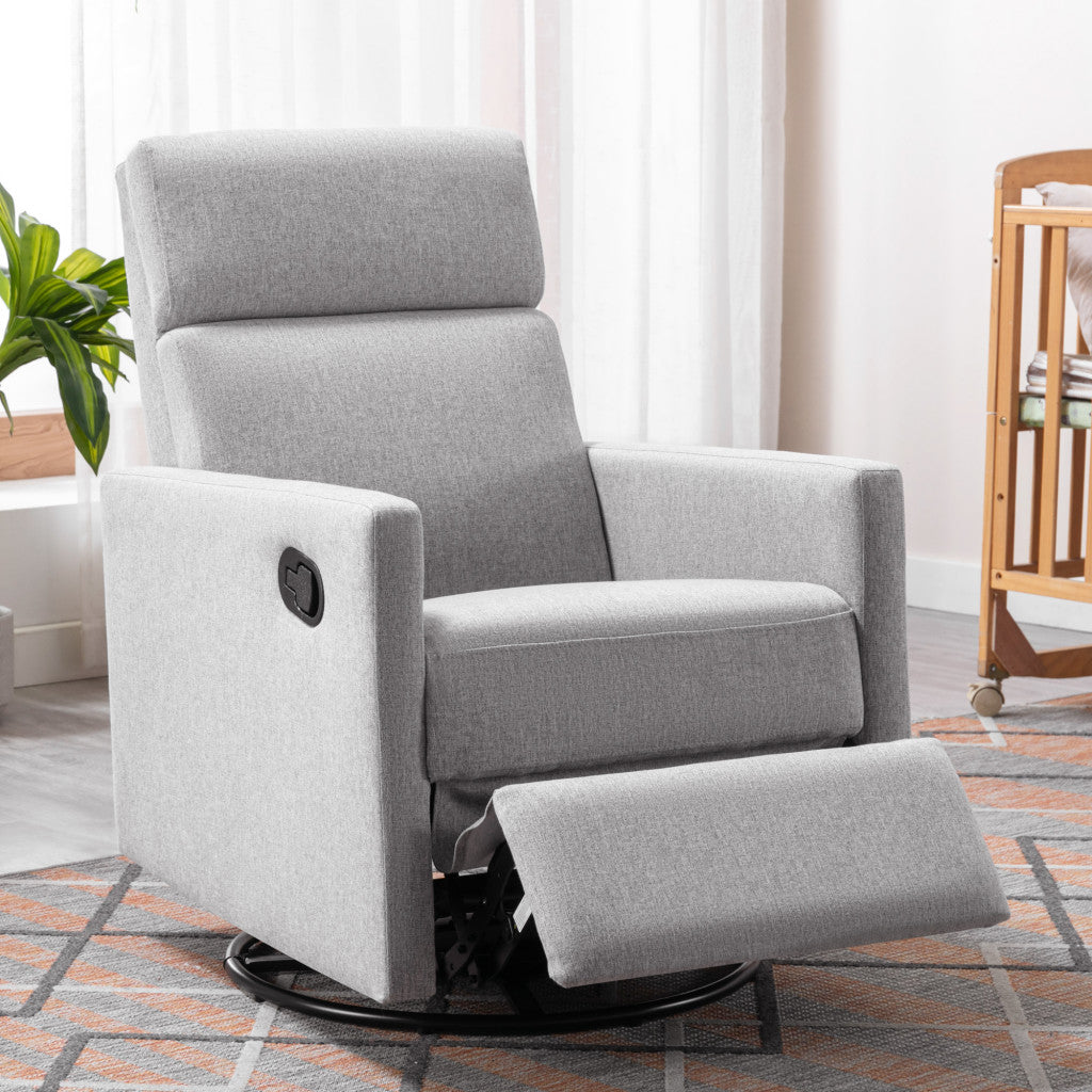 26" Gray Tufted Linen Swivel Manual Recliner-0