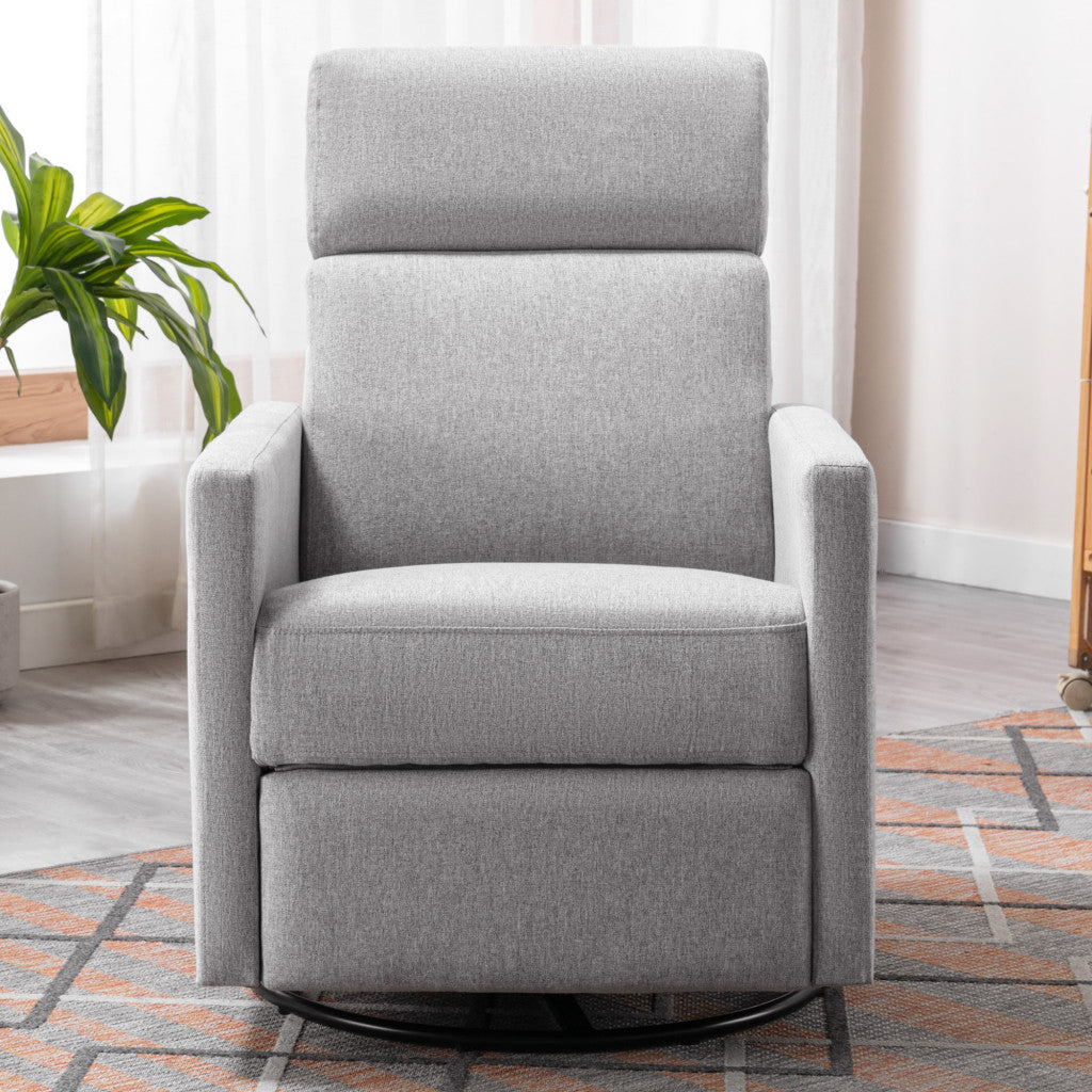 26" Gray Tufted Linen Swivel Manual Recliner-1