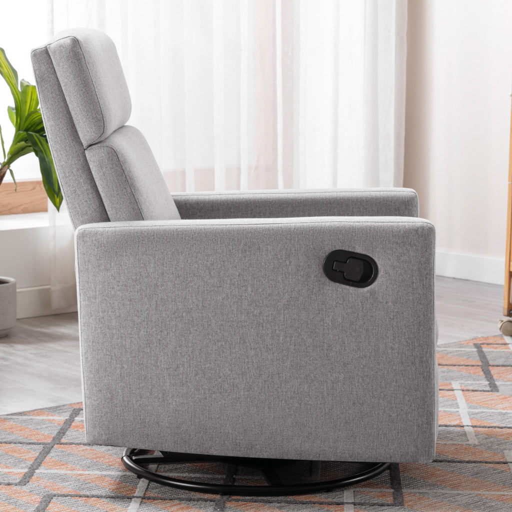26" Gray Tufted Linen Swivel Manual Recliner-2