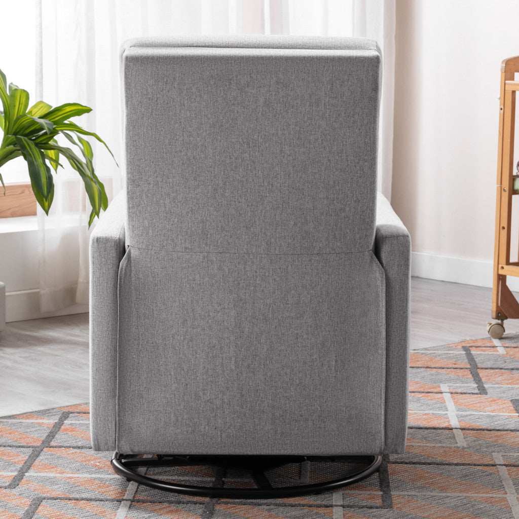 26" Gray Tufted Linen Swivel Manual Recliner-3