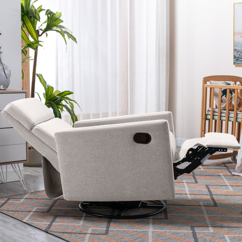 26" Tan Tufted Linen Swivel Manual Recliner-5