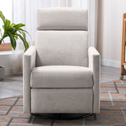 26" Tan Tufted Linen Swivel Manual Recliner-1