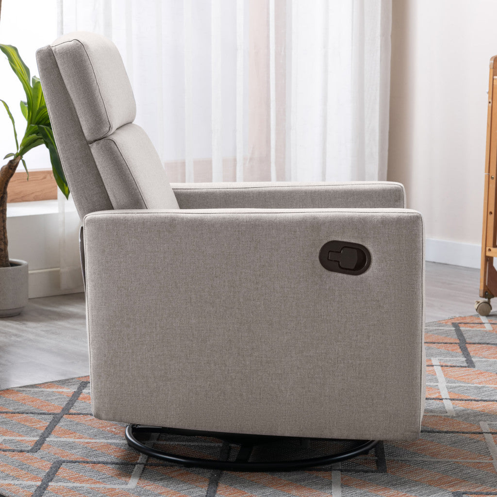 26" Tan Tufted Linen Swivel Manual Recliner-3