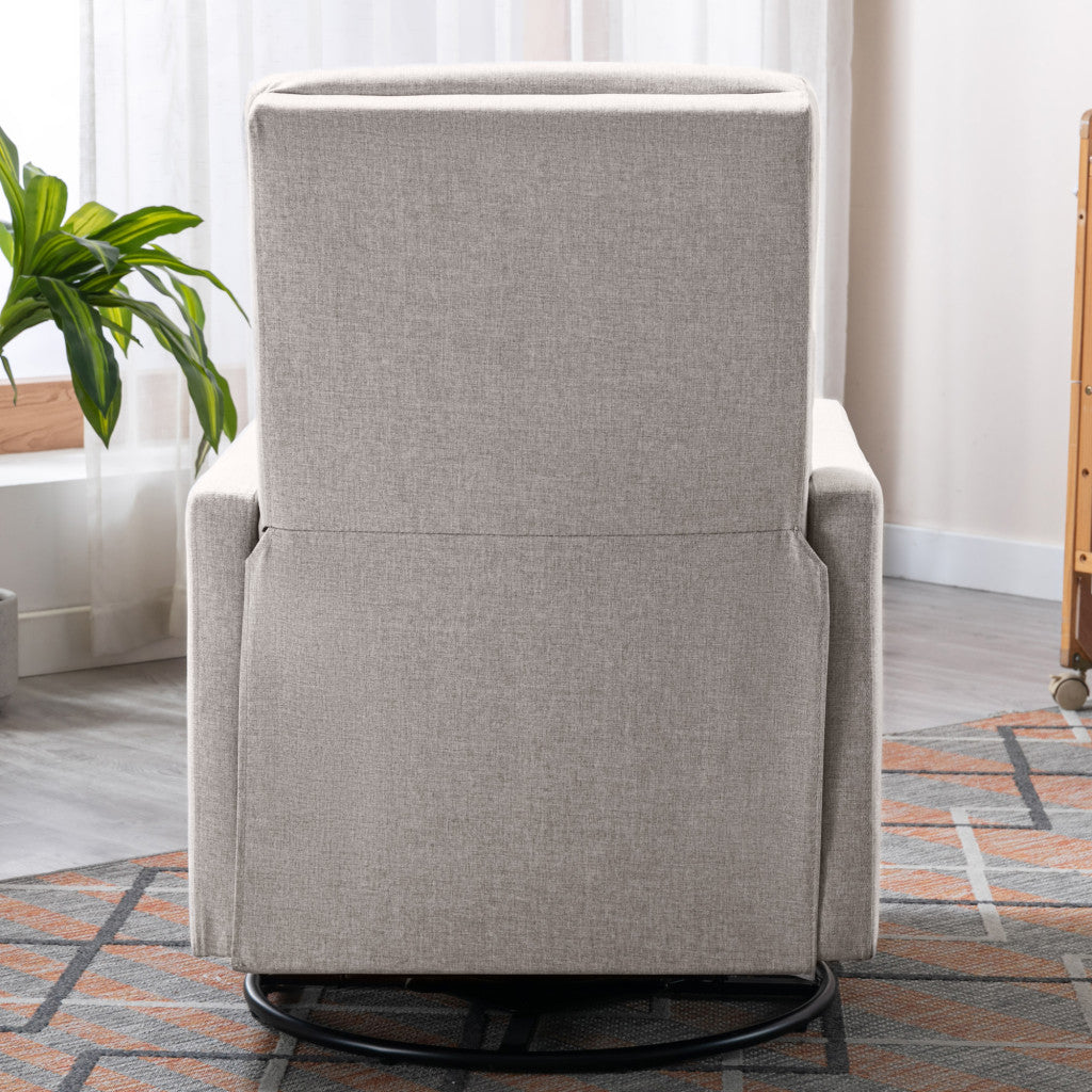26" Tan Tufted Linen Swivel Manual Recliner-4