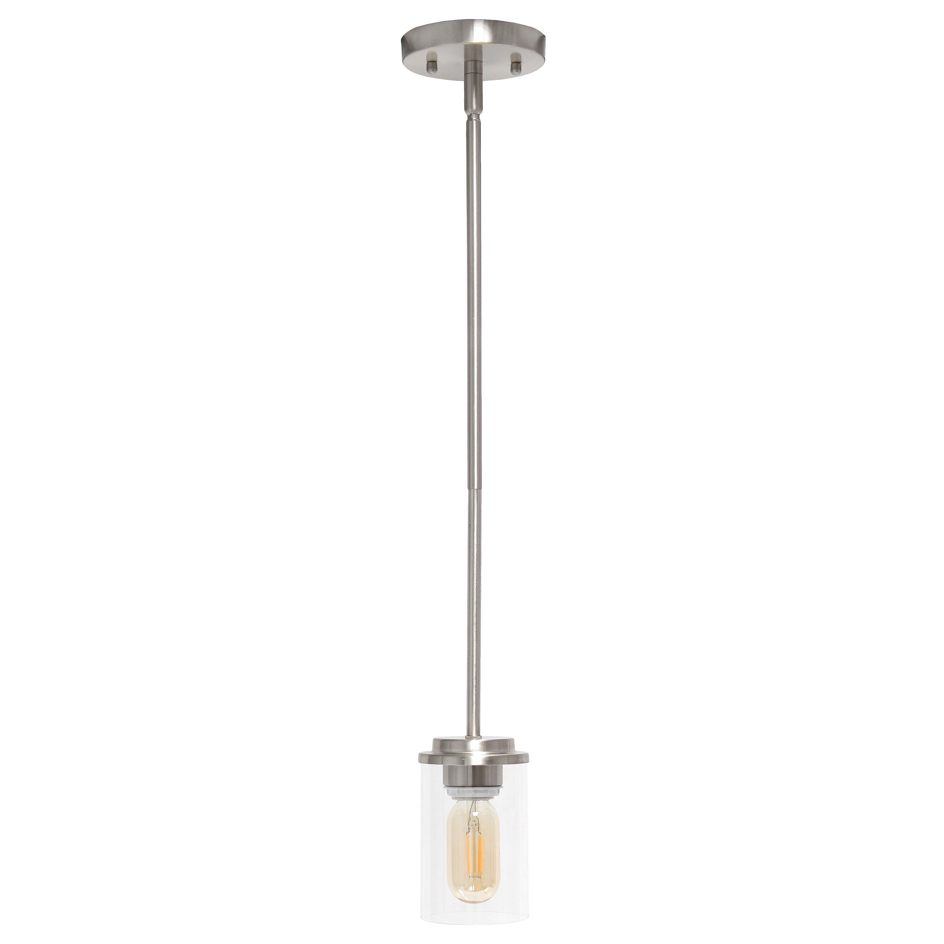 Nickel Cylinder Iron Ceiling Light With Clear Shades-Pendants-Hanging Lights-DECOROLALA