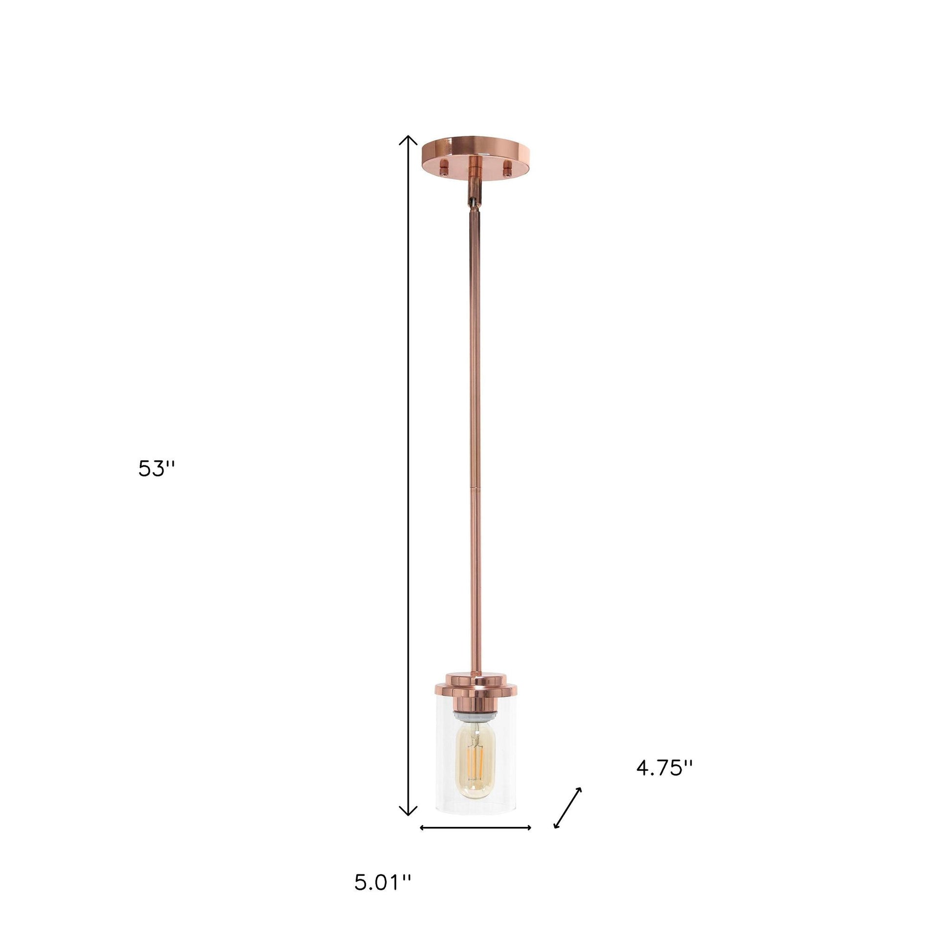 Rose Gold Cylinder Iron Ceiling Light With Clear Shades-Pendants-Hanging Lights-DECOROLALA